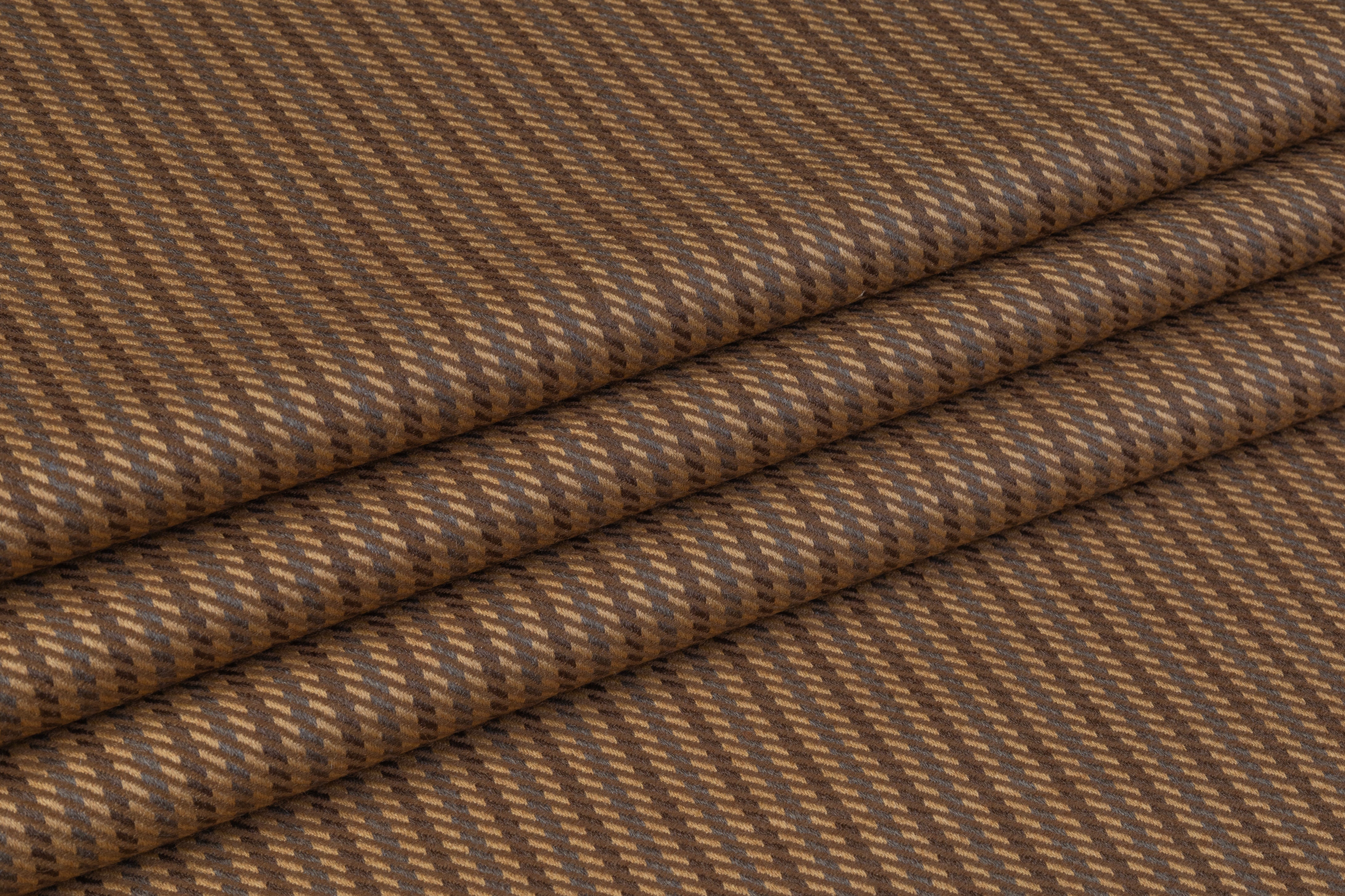 Striped Italian Wool Nylon Blend - Camel Brown / Gray