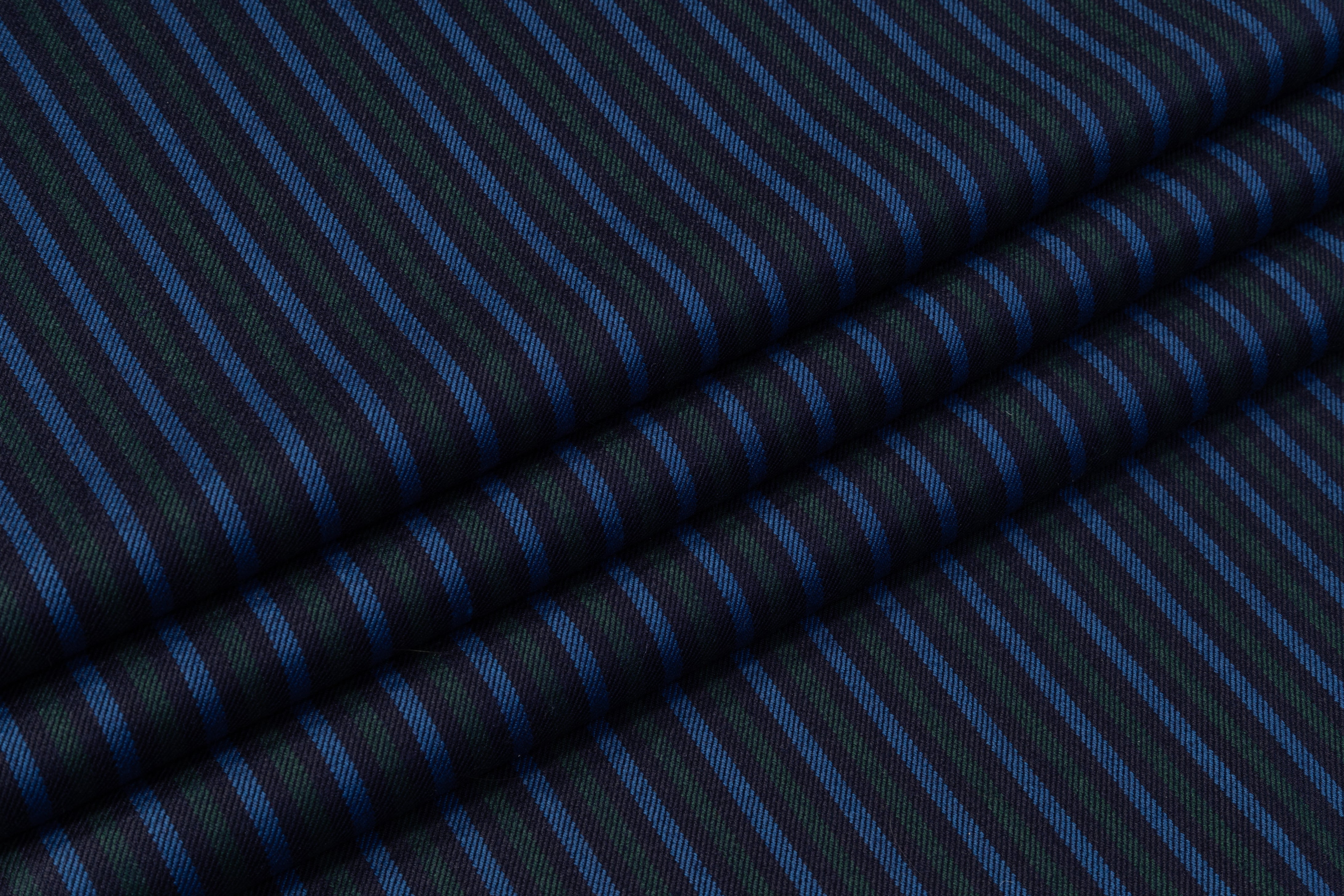 Striped Italian Wool Nylon Blend - Blue / Green