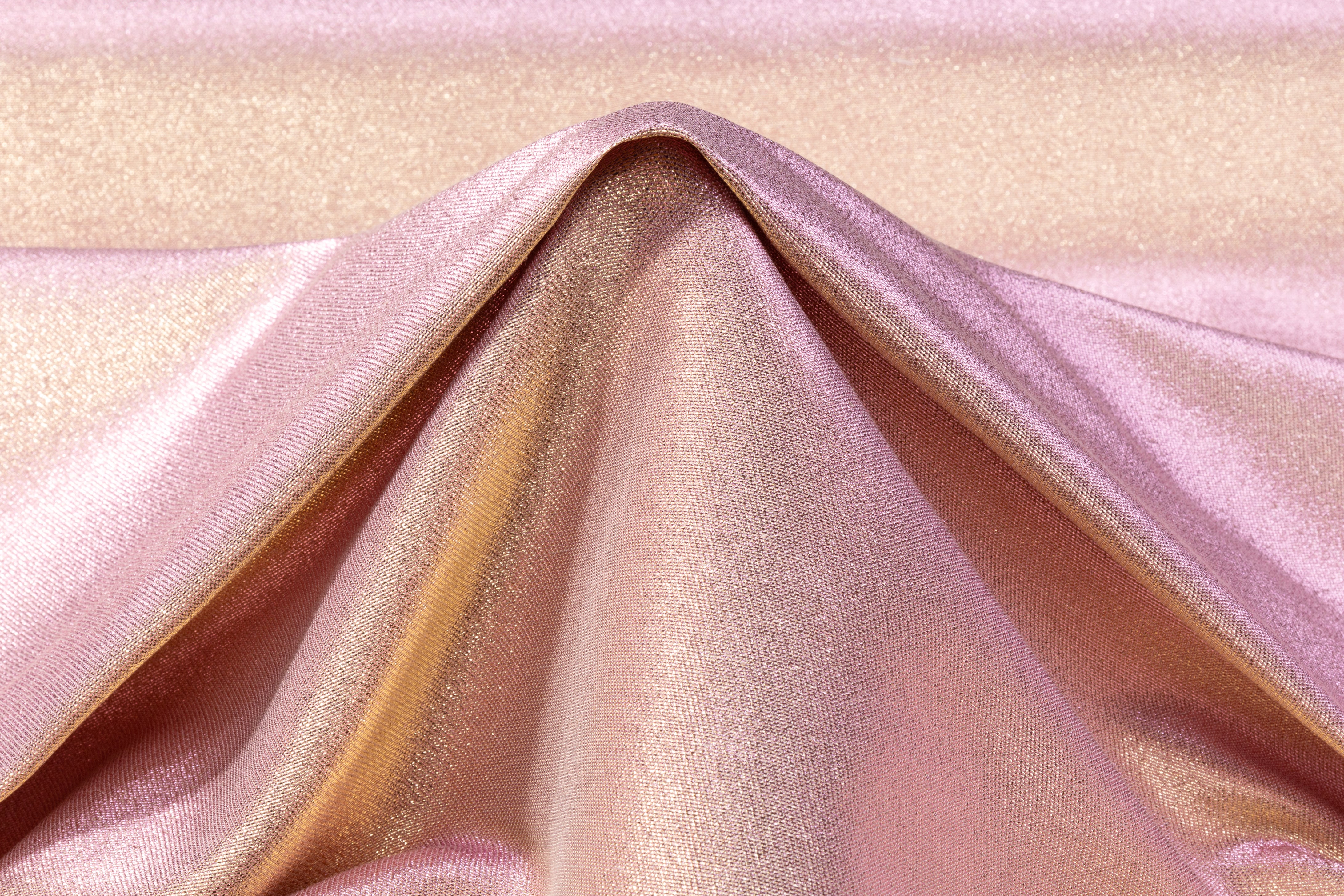 Iridescent Metallic Brocade - Pink / Gold