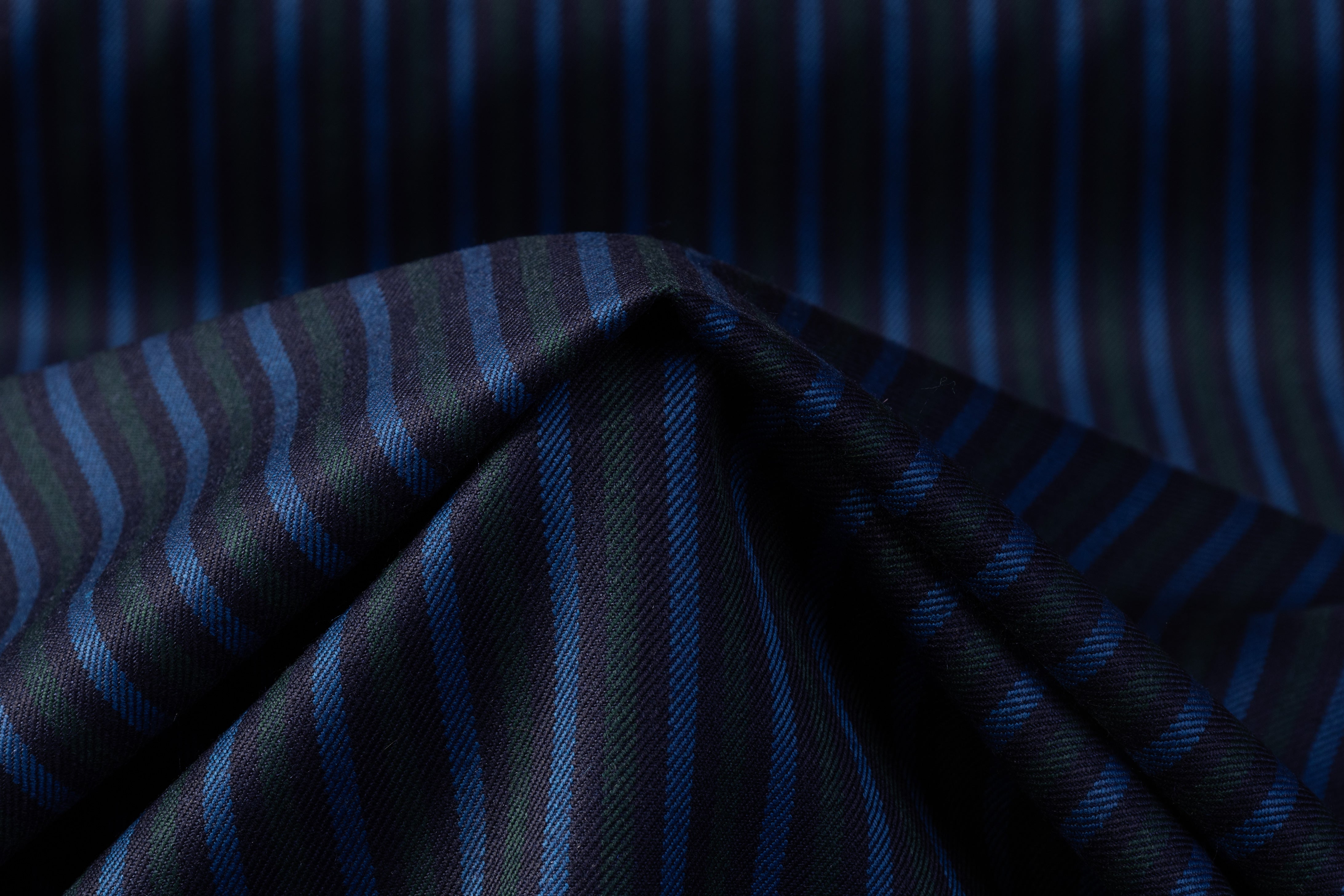 Striped Italian Wool Nylon Blend - Blue / Green