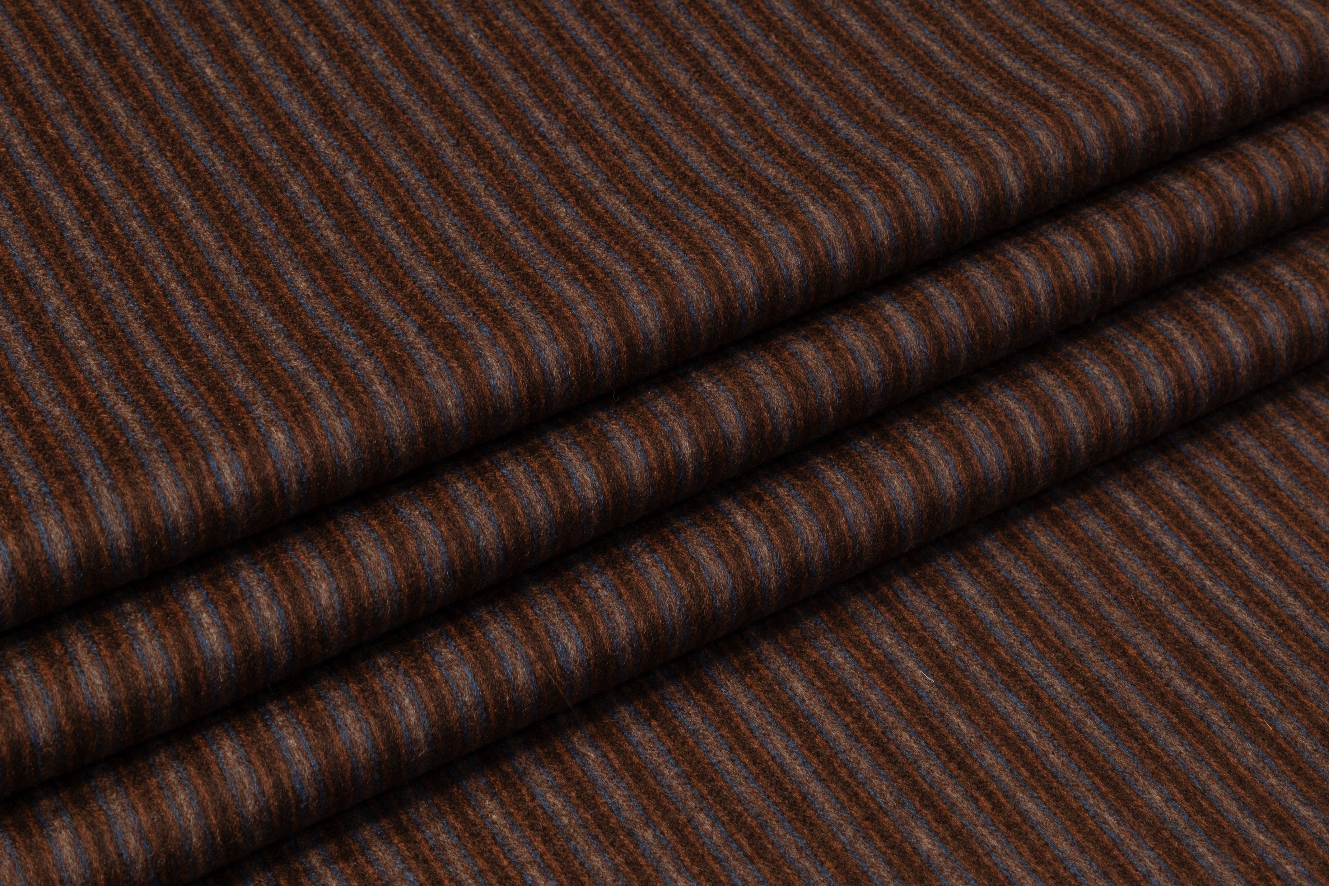 Striped Italian Wool Nylon Flannel - Brown / Blue