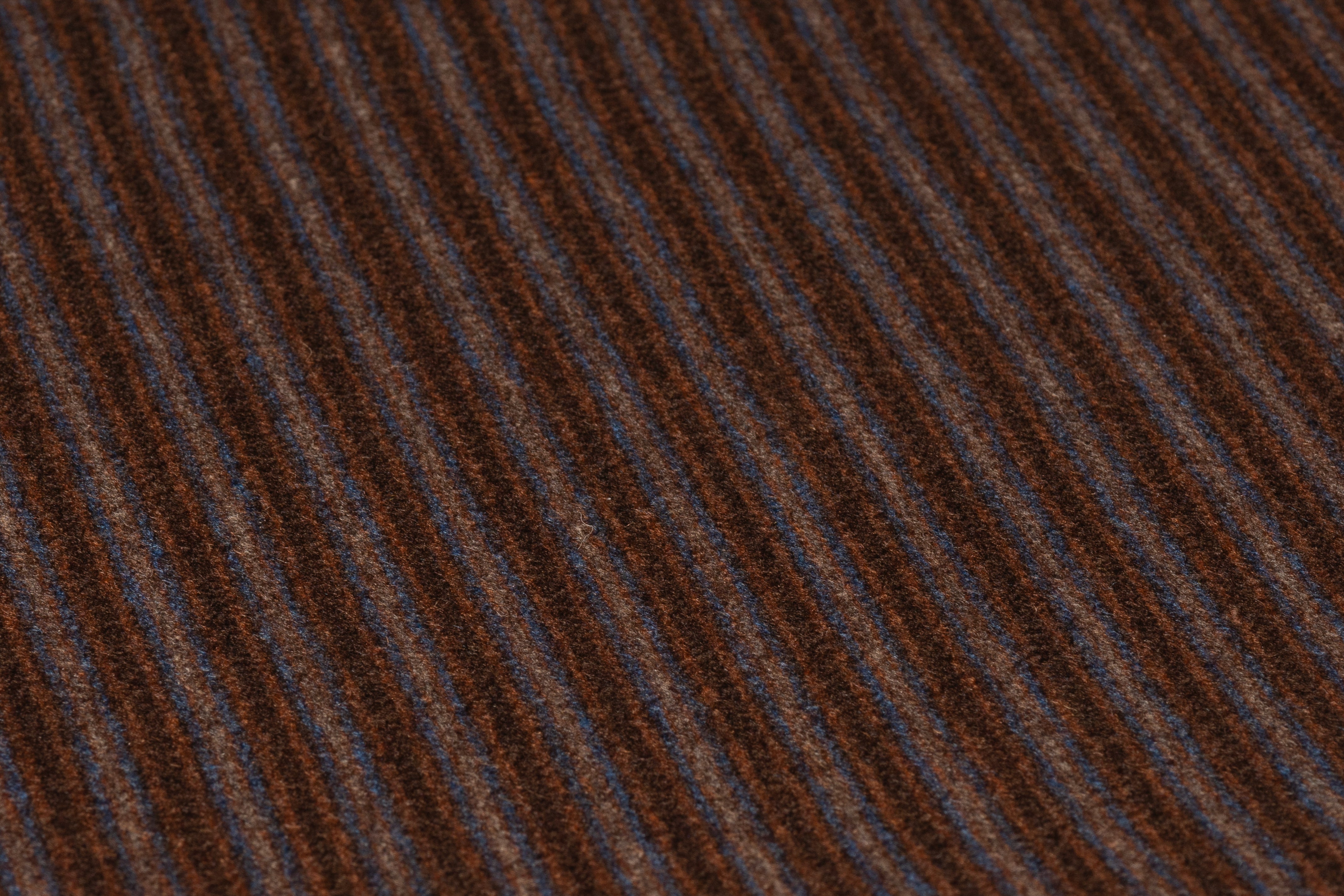 Striped Italian Wool Nylon Flannel - Brown / Blue