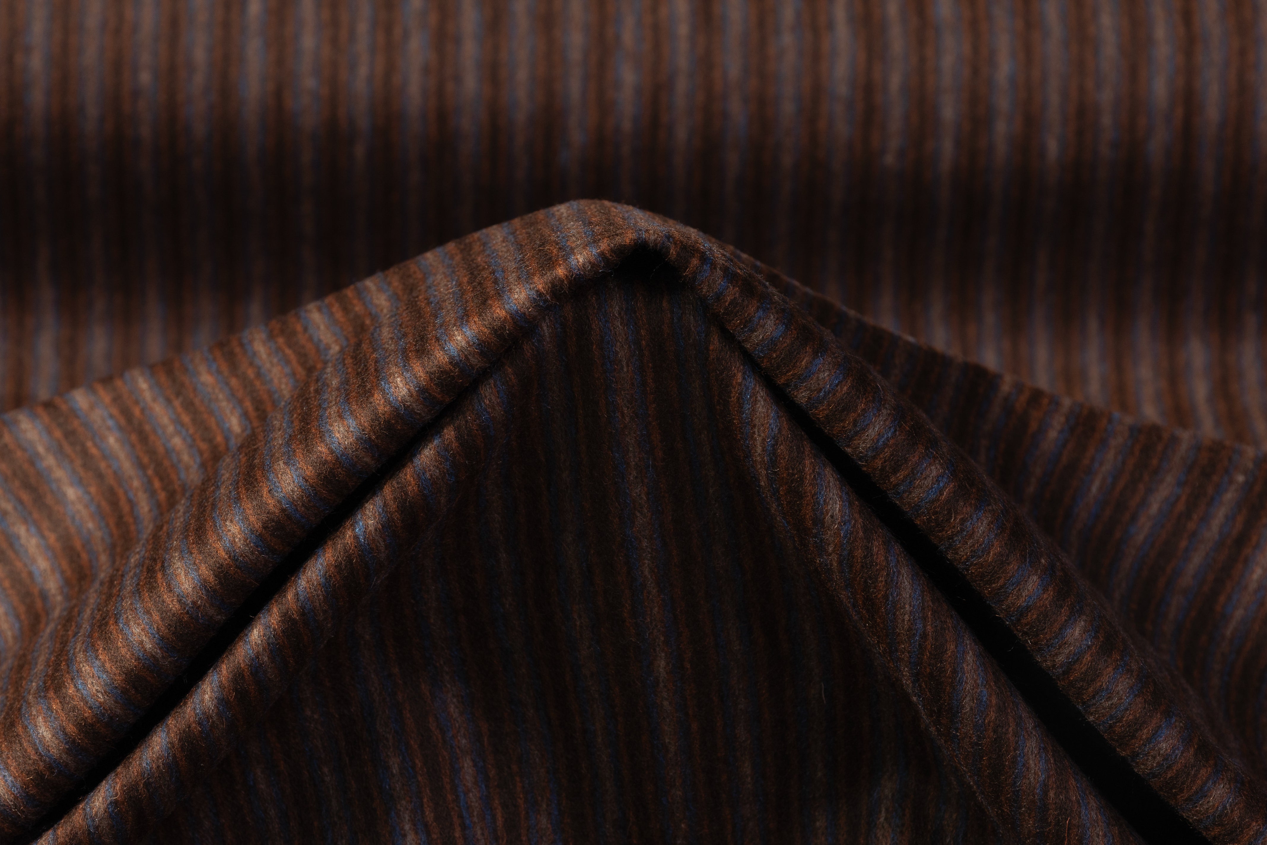 Striped Italian Wool Nylon Flannel - Brown / Blue