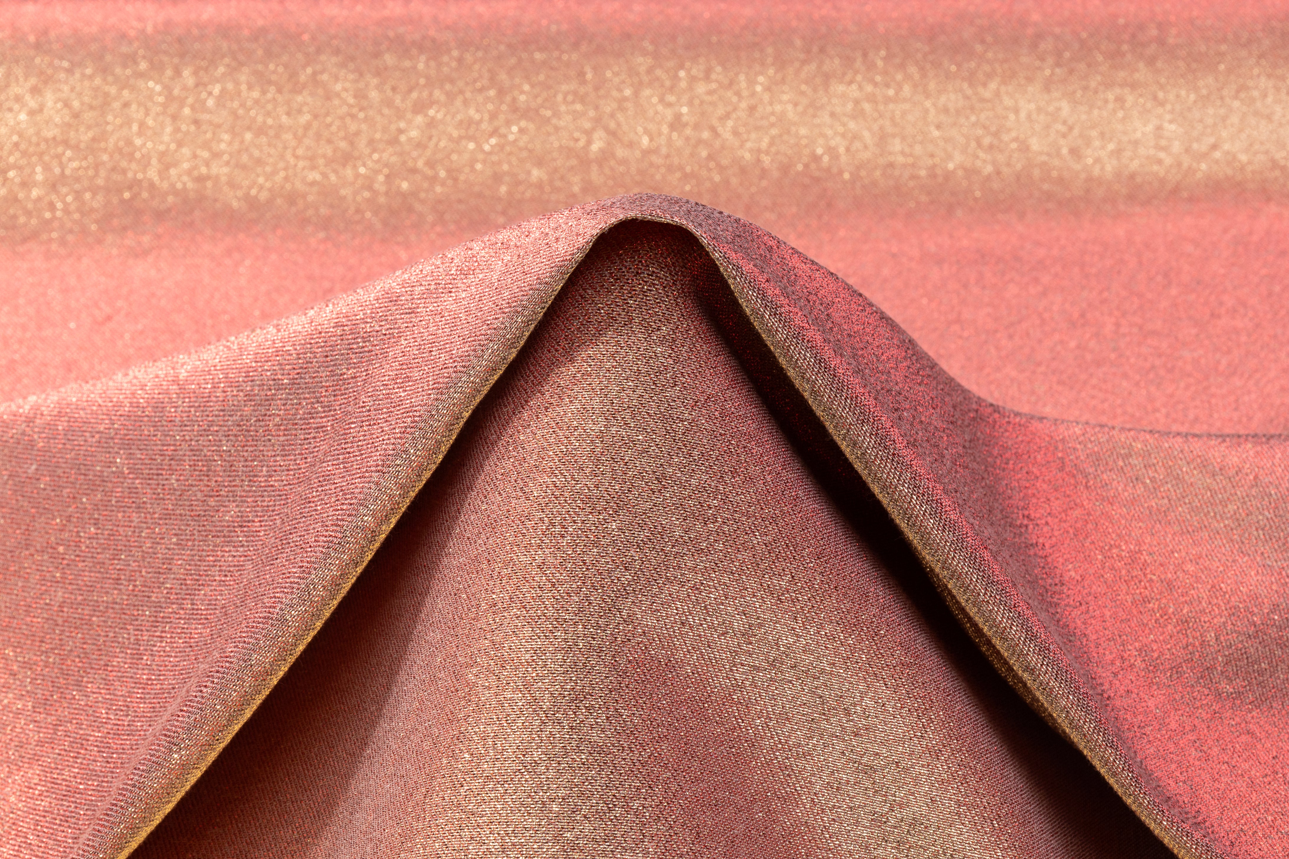 Iridescent Metallic Brocade - Red / Gold