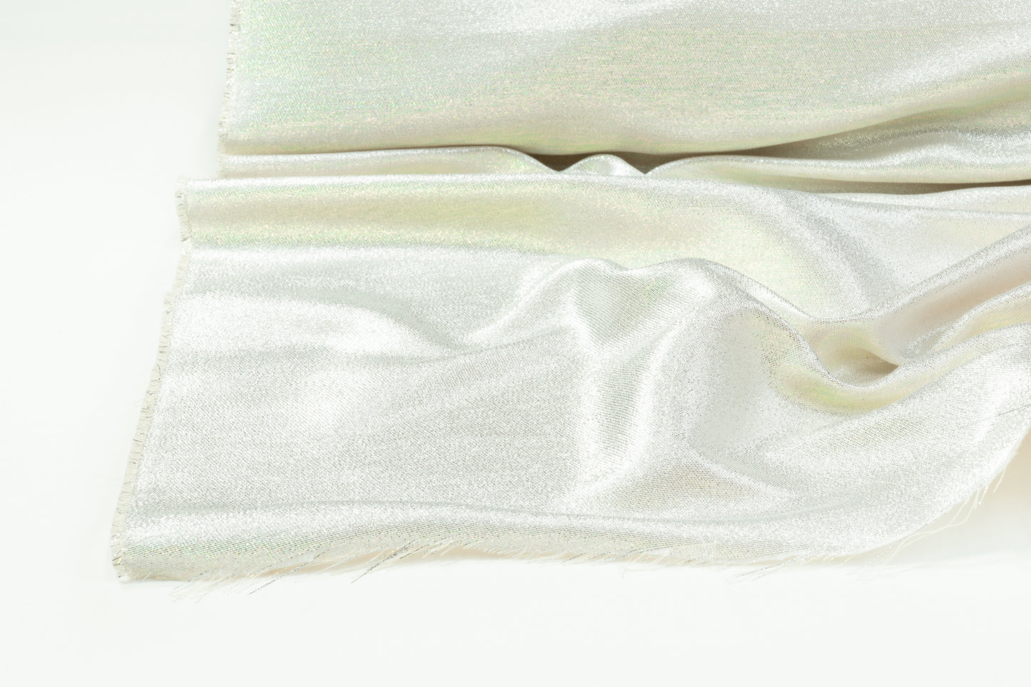 Iridescent Metallic Brocade - Silver / Green