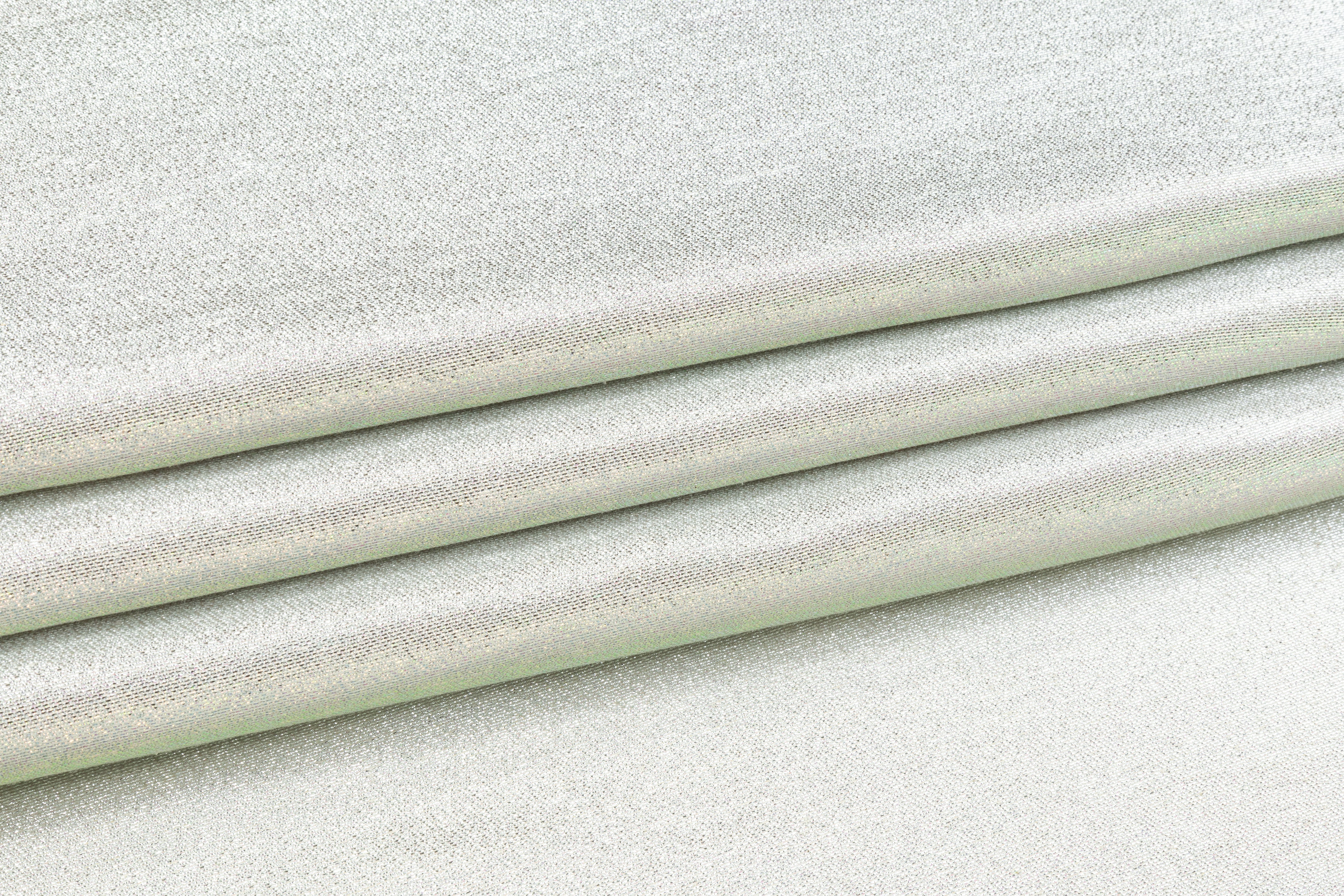 Iridescent Metallic Brocade - Silver / Green