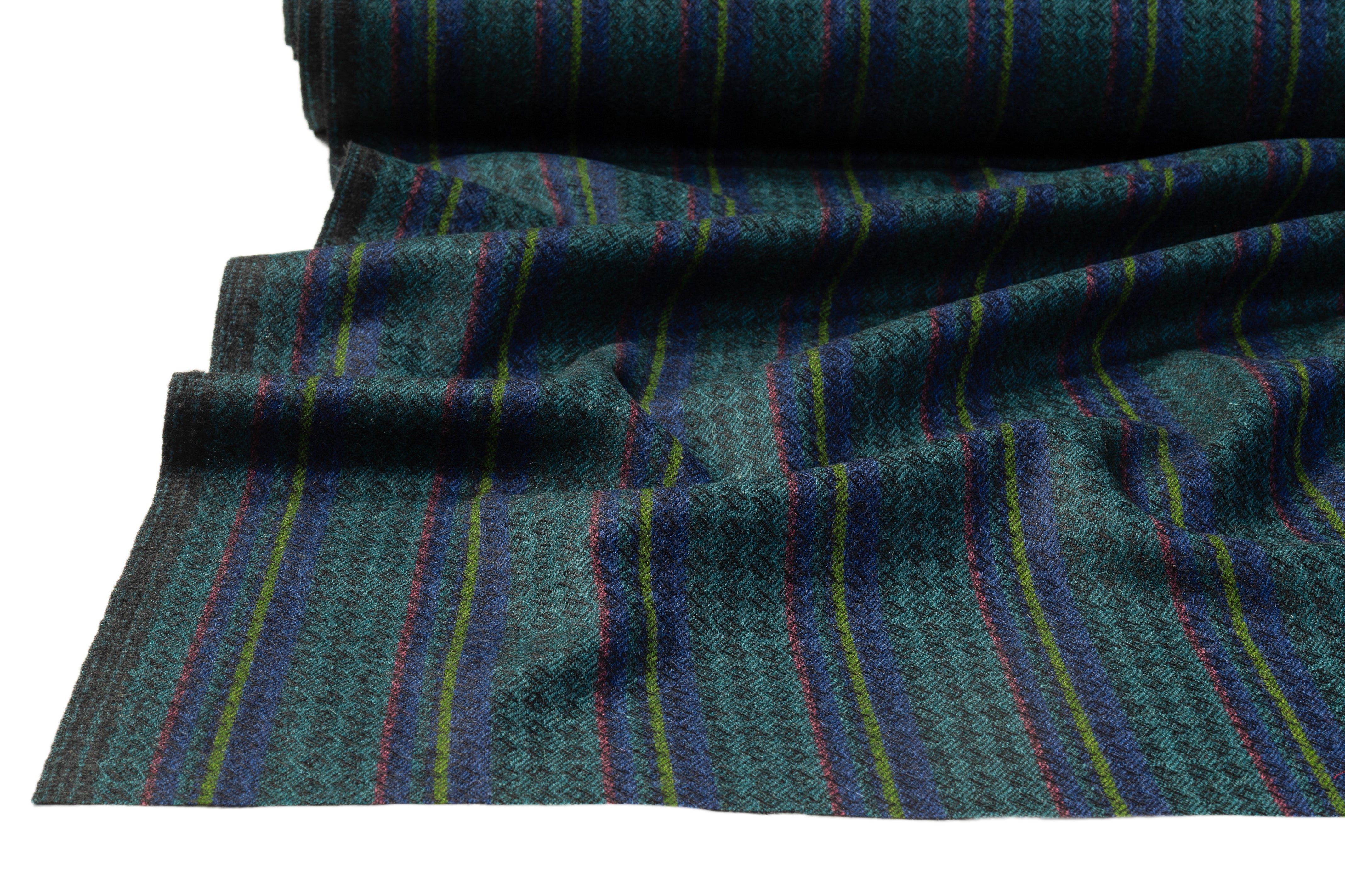 Striped Italian Alpaca Wool - Teal Green