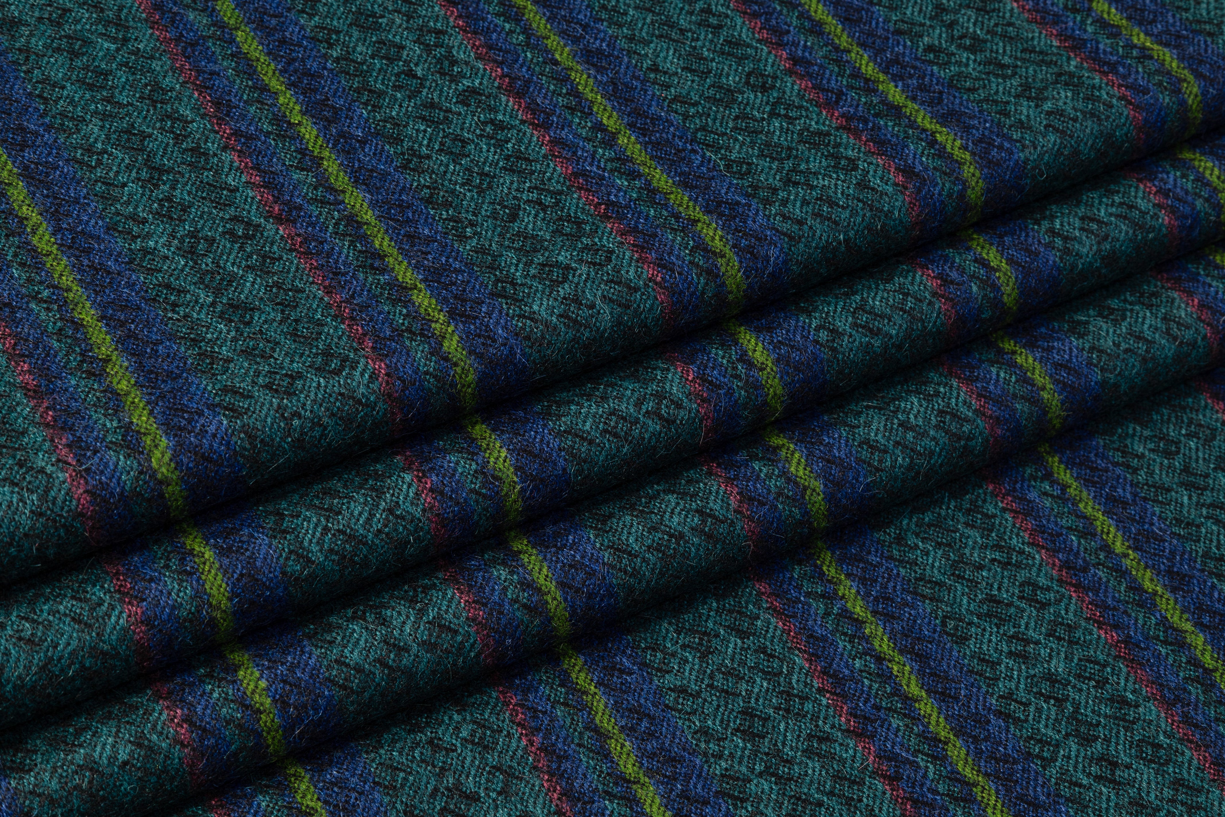 Striped Italian Alpaca Wool - Teal Green