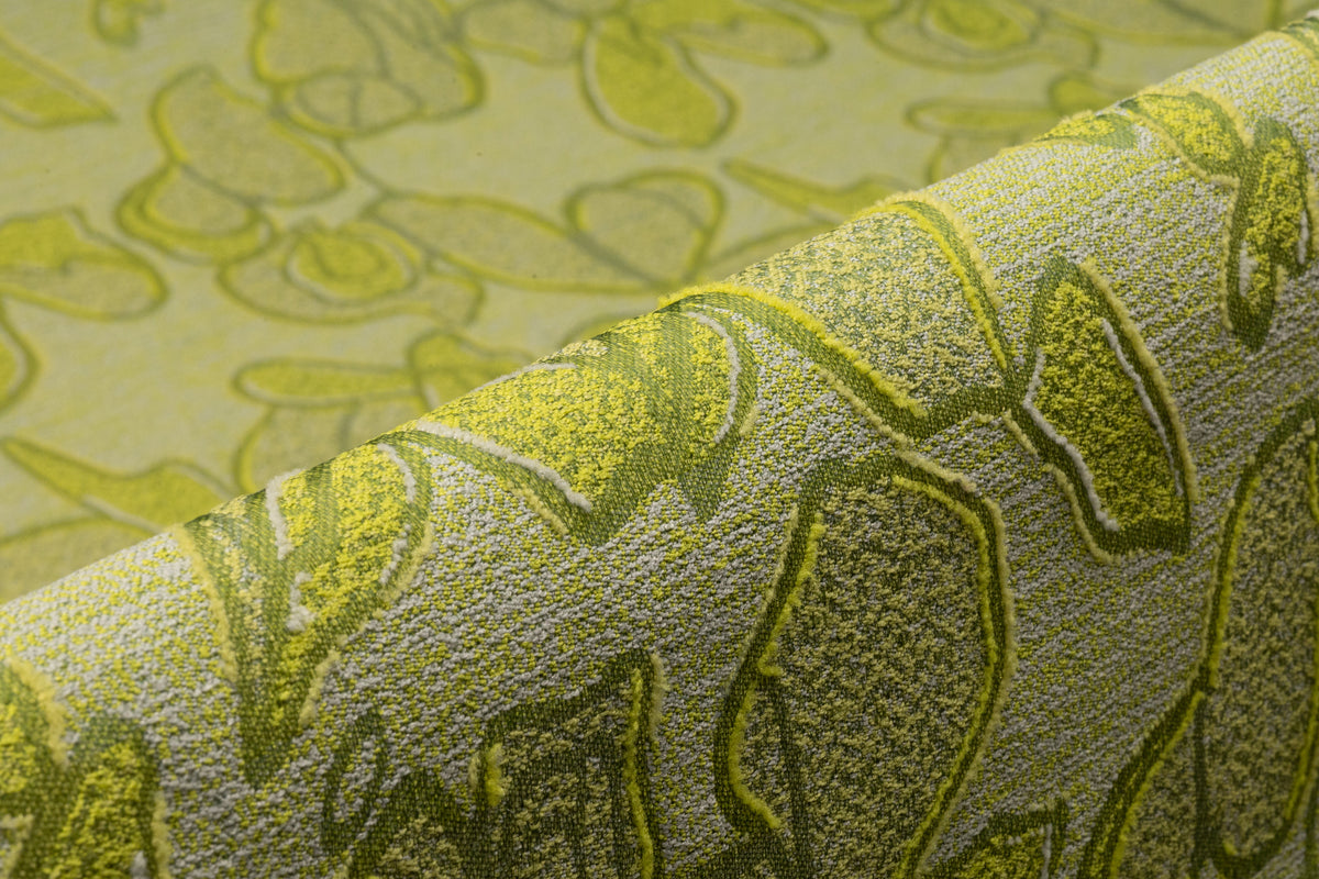 Floral Italian Silk Blend Brocade - Green