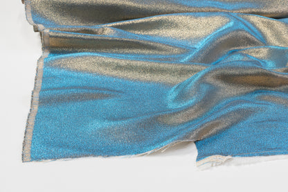 Iridescent Metallic Brocade - Blue / Gold