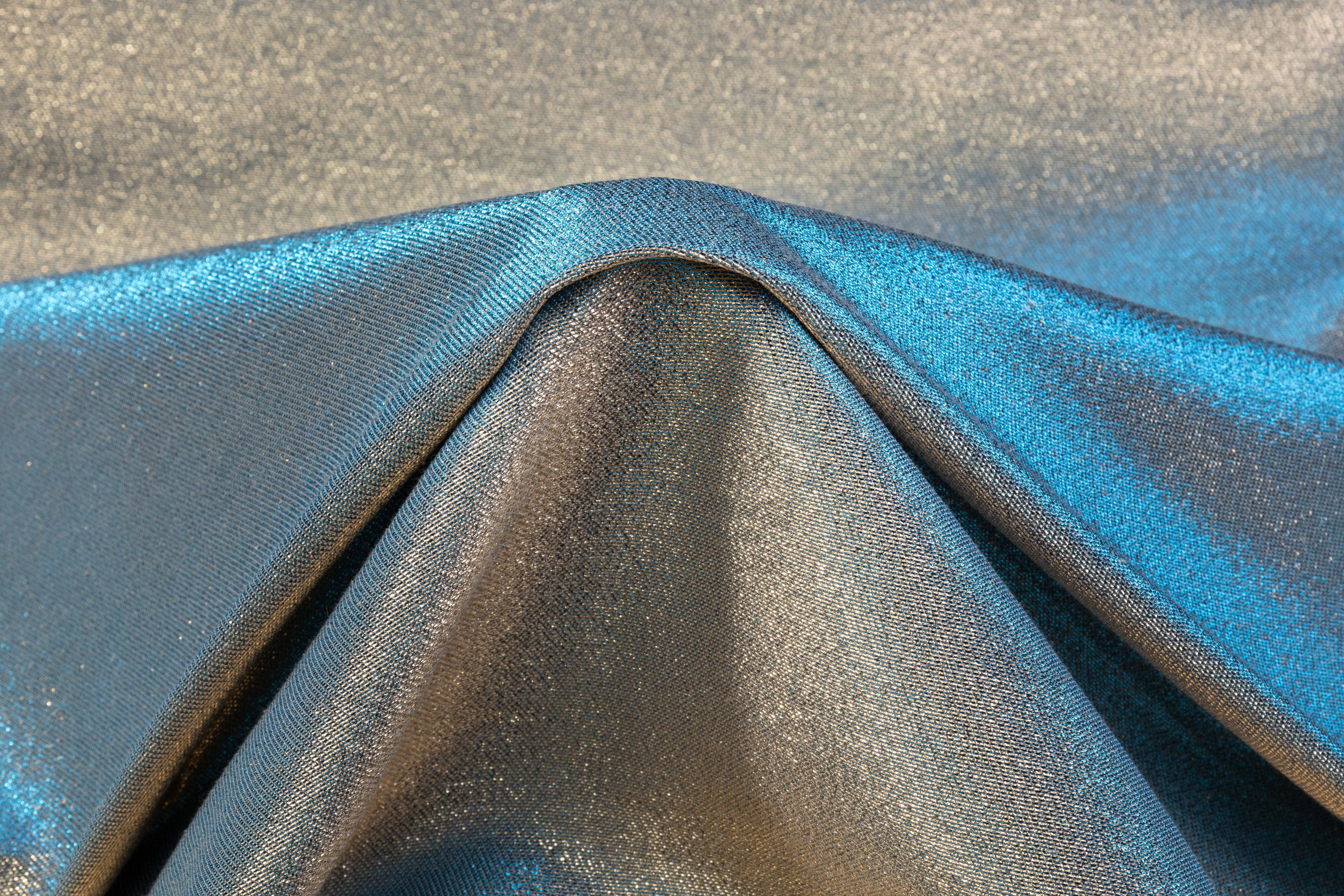 Iridescent Metallic Brocade - Blue / Gold