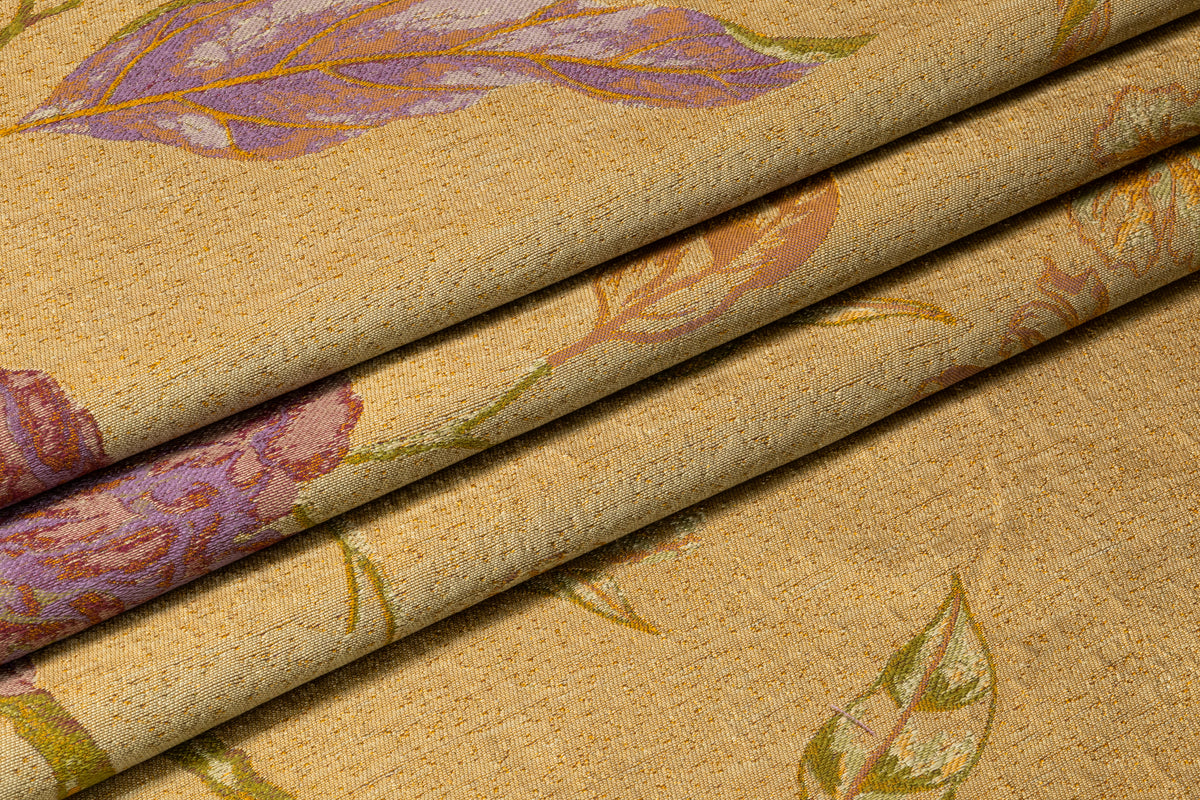 Floral Italian Pure Silk Brocade - Antique Gold