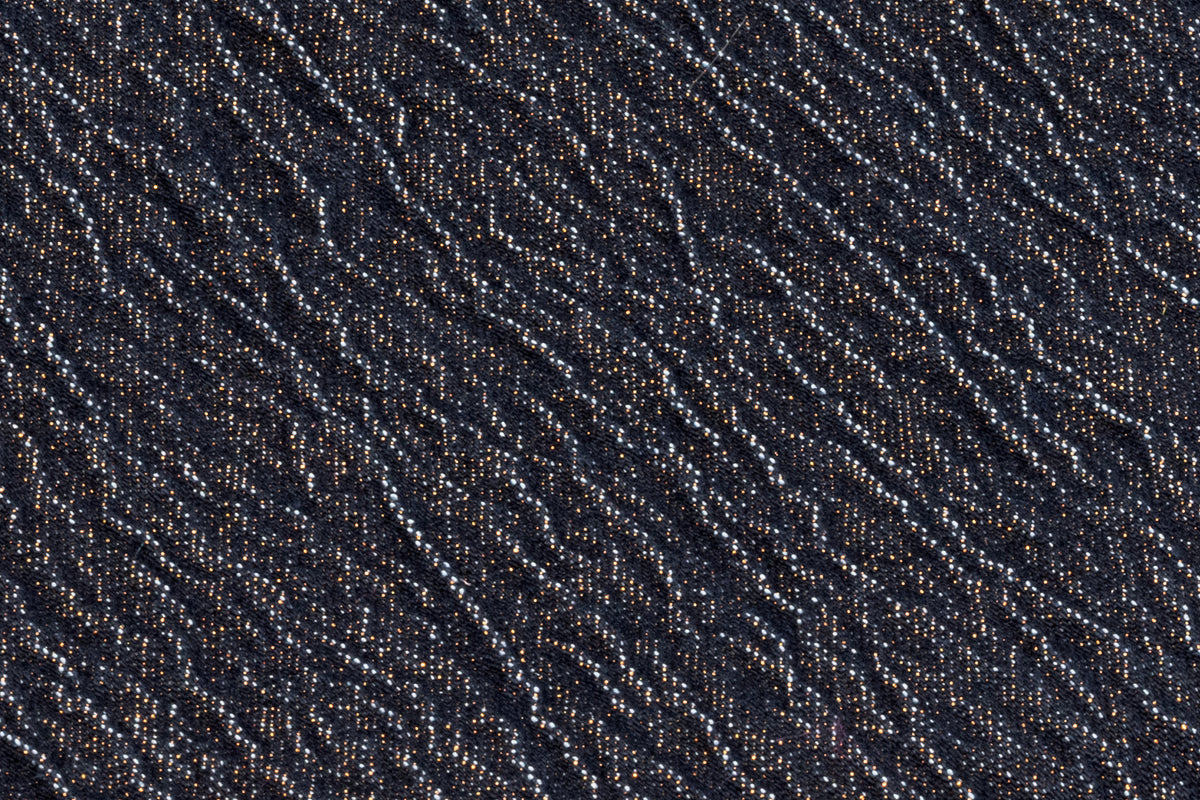 Crinkled Metallic Italian Denim - Blue / Copper