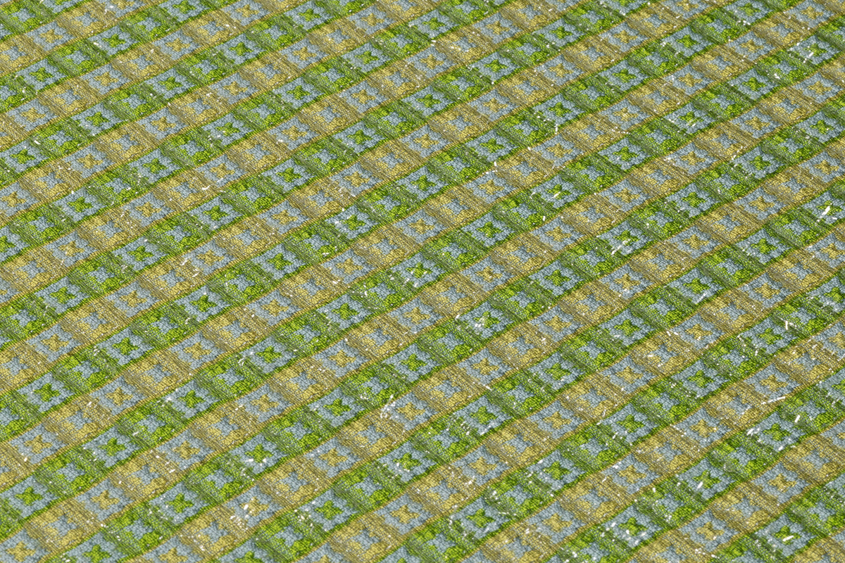 Geometric Metallic Italian Silk Blend Brocade - Green