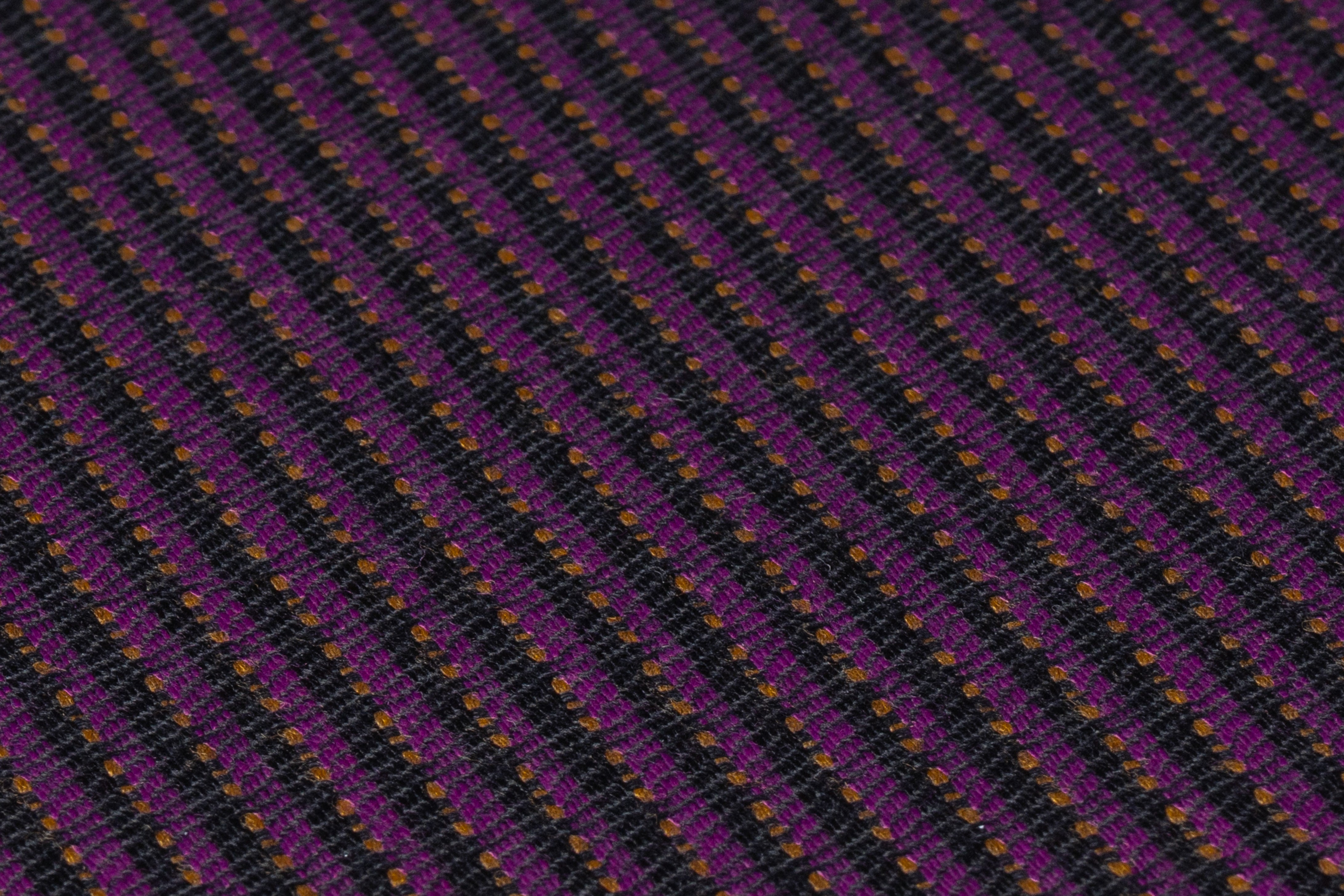 Textured Striped Italian Wool Suiting - Purple / Black / Camel