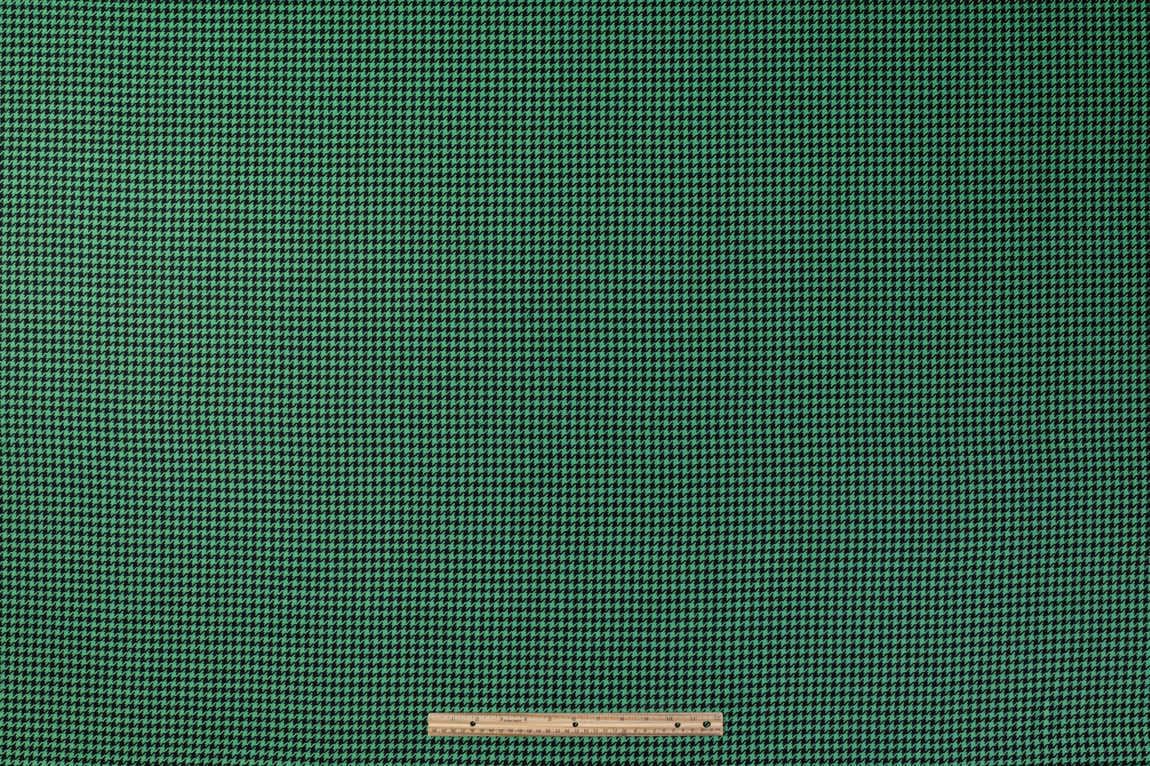 Houndstooth Italian Wool Suiting - Green / Black