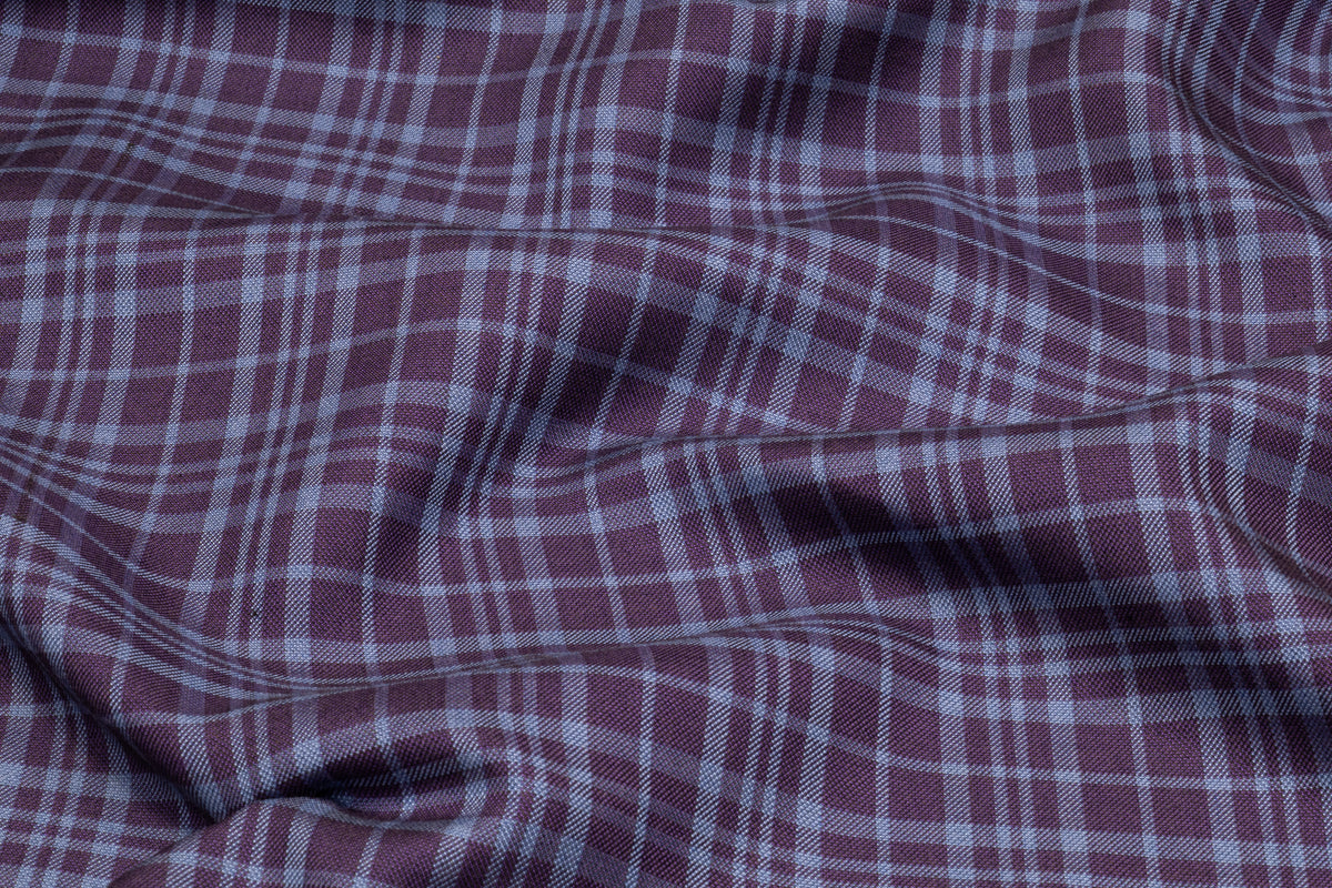 Plaid Italian Wool Suiting - Blue / Purple