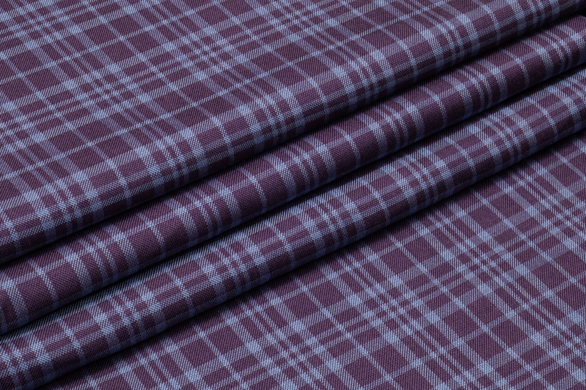 Plaid Italian Wool Suiting - Blue / Purple