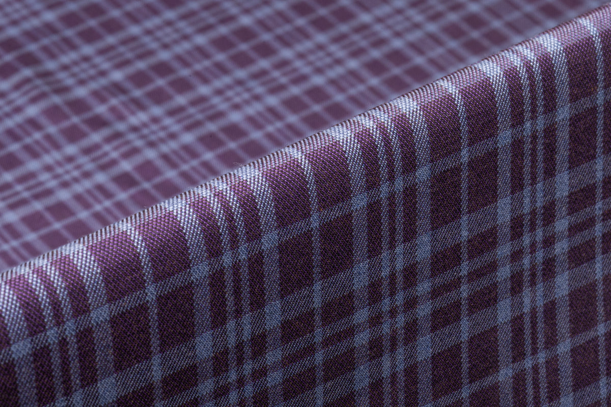 Plaid Italian Wool Suiting - Blue / Purple