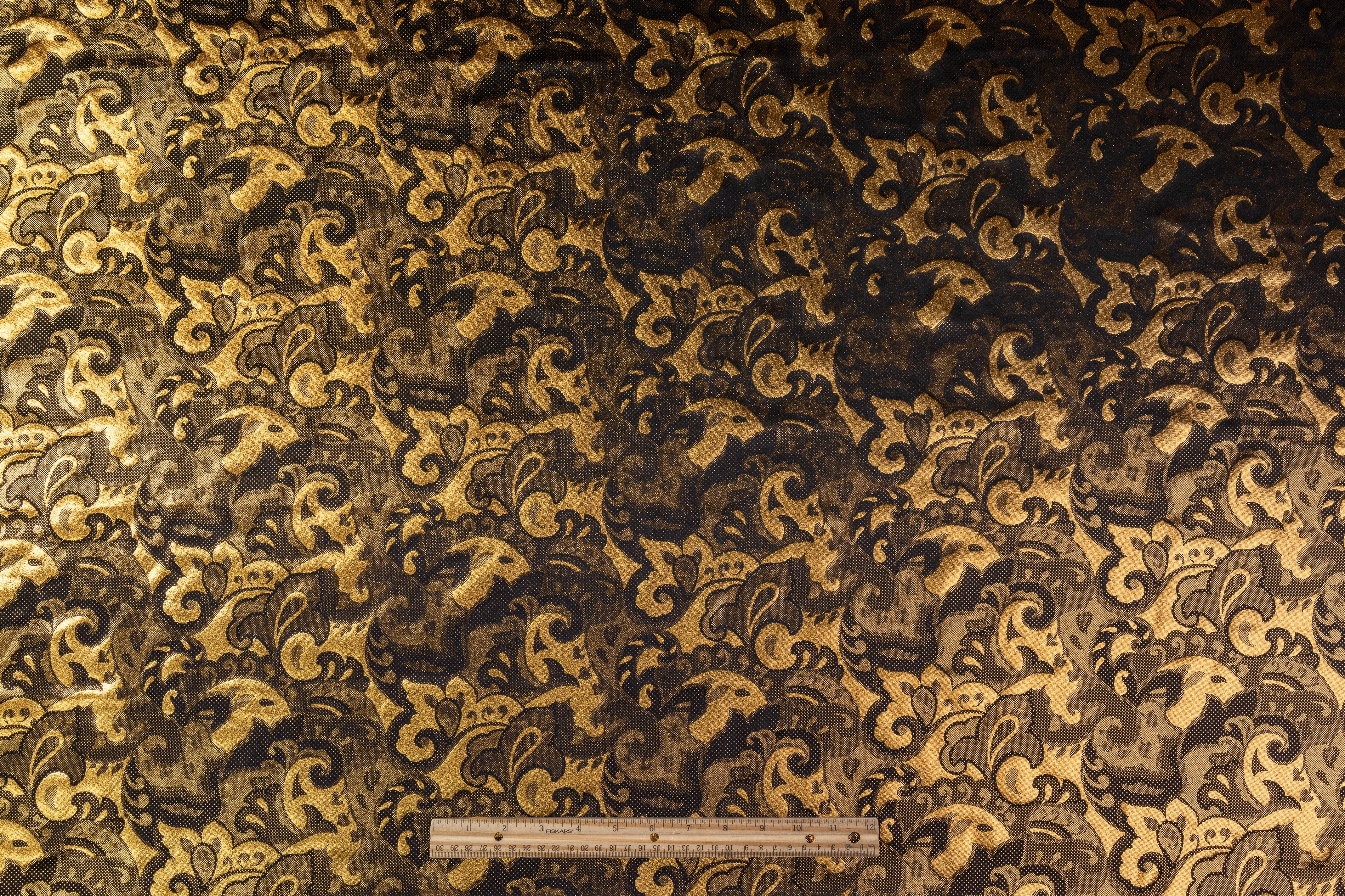 Laminated Italian Silk Charmeuse - Gold / Black