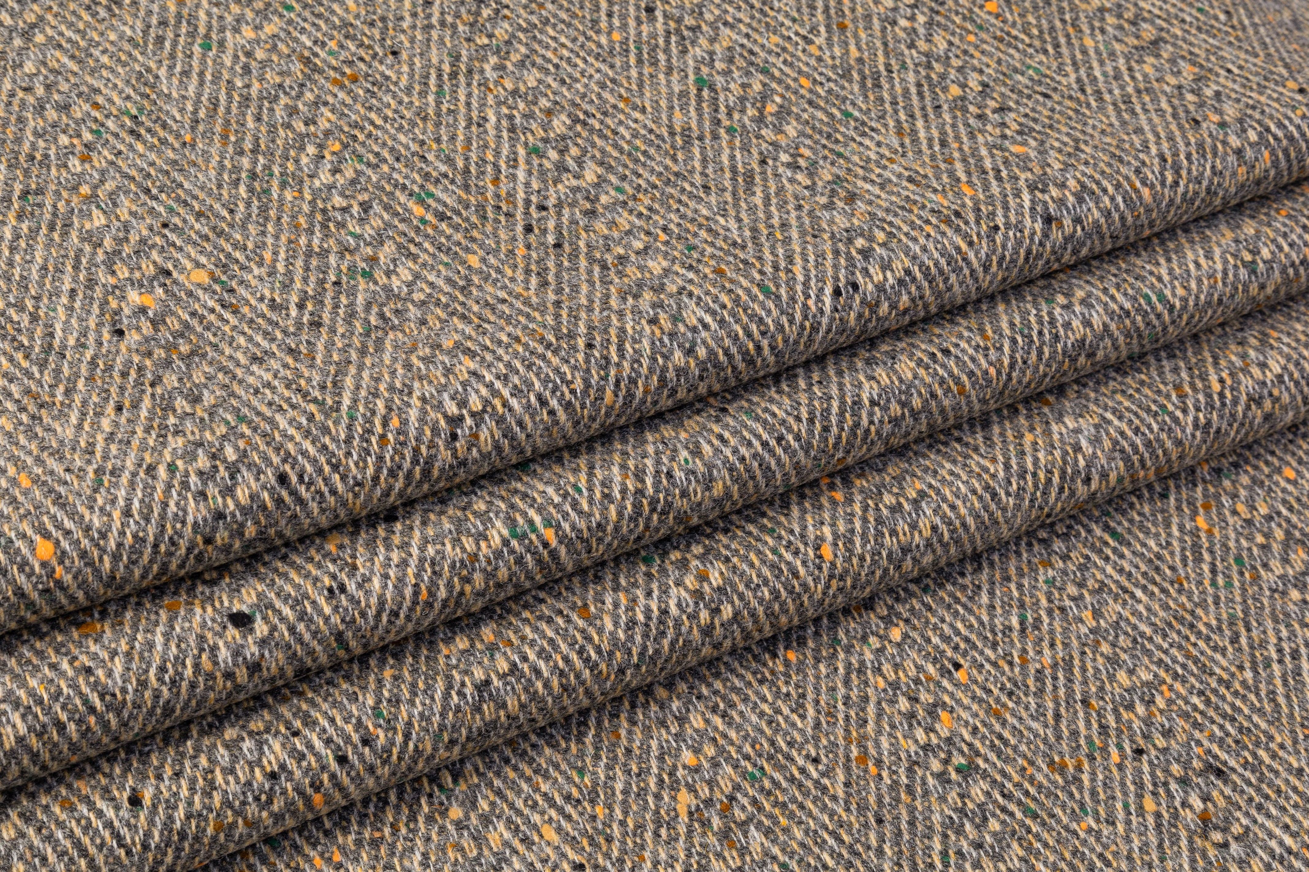 Herringbone Italian Wool Coating - Gray / Beige