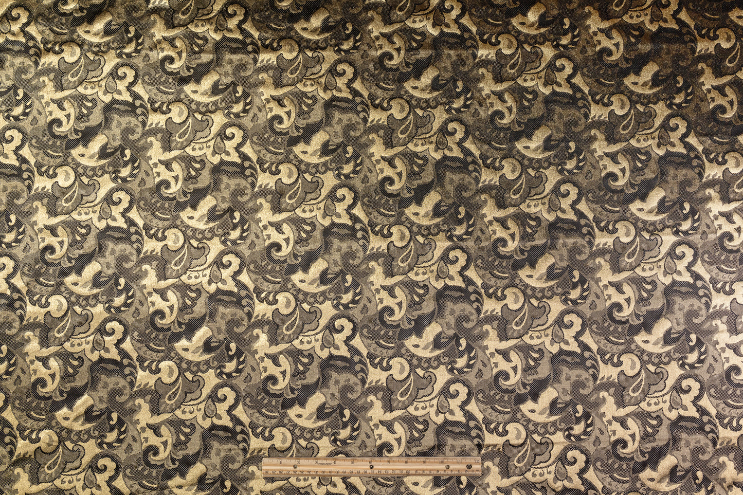 Laminated Italian Silk Charmeuse - Champagne Gold / Black