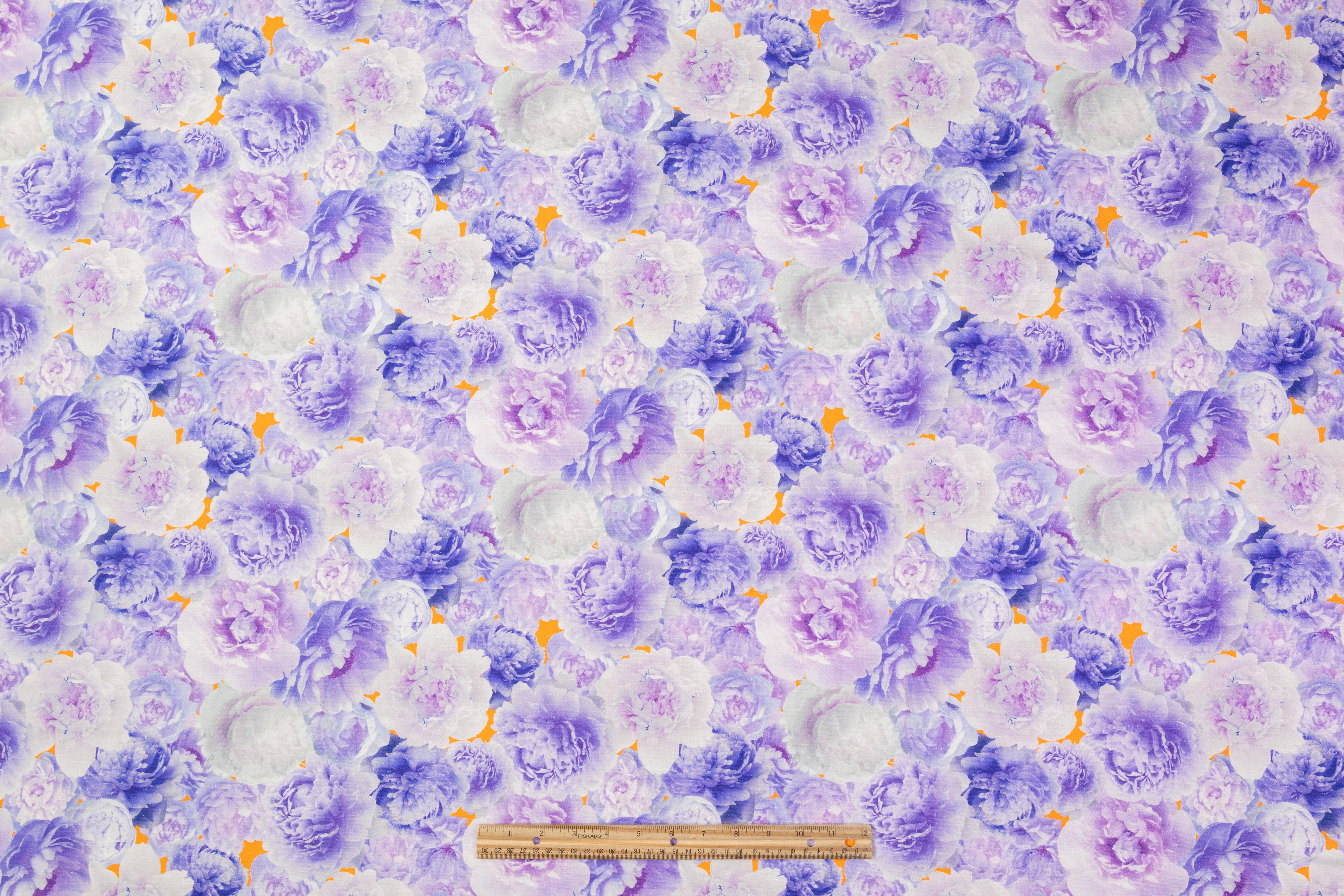 Floral Printed Italian Linen - Purple / Orange