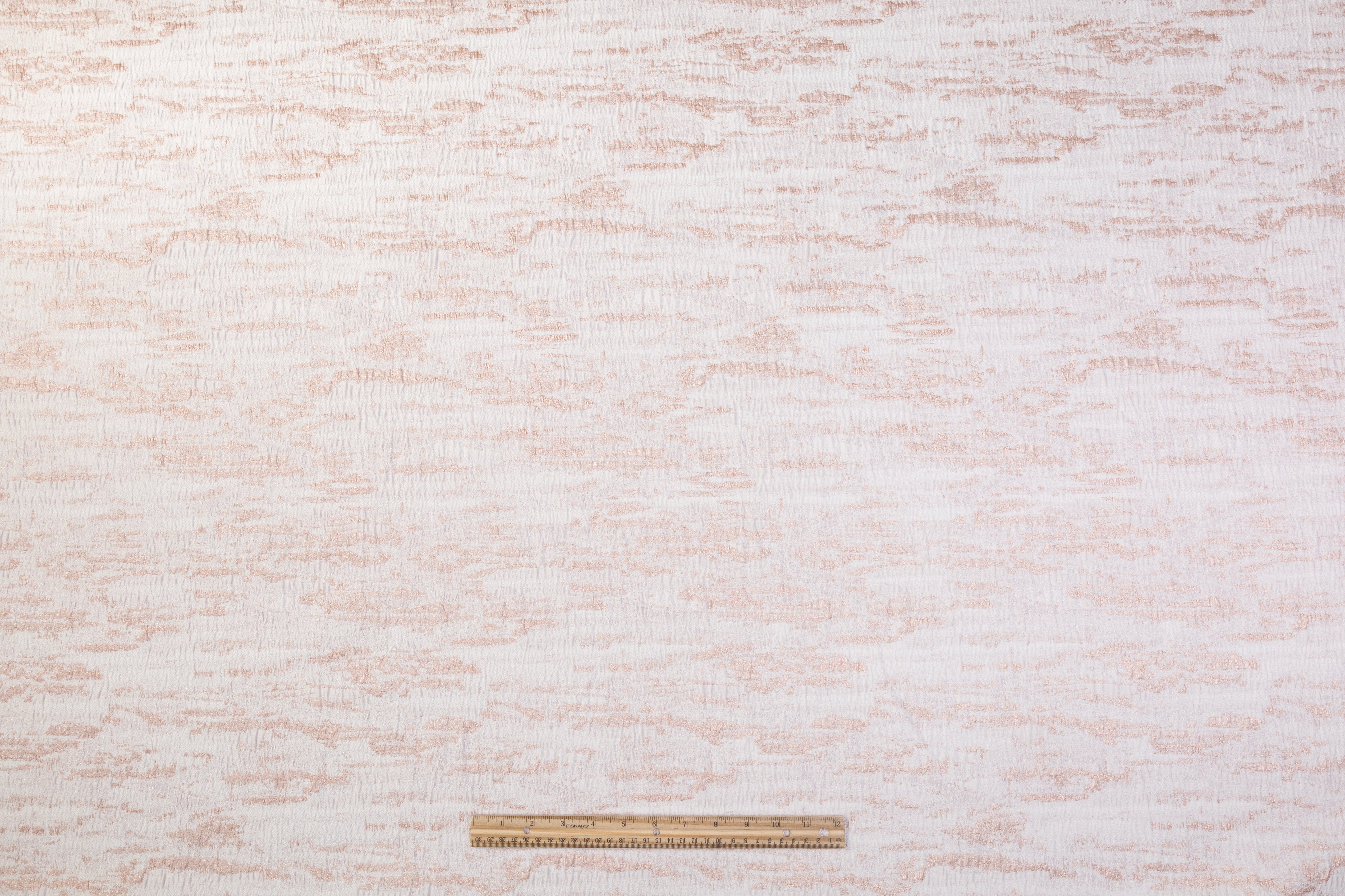 Abstract Crushed Metallic Brocade - Rose Gold / Off White