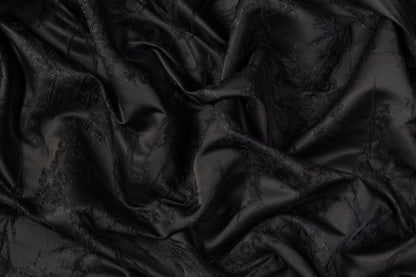 Abstract Metallic Cloqué Brocade - Black