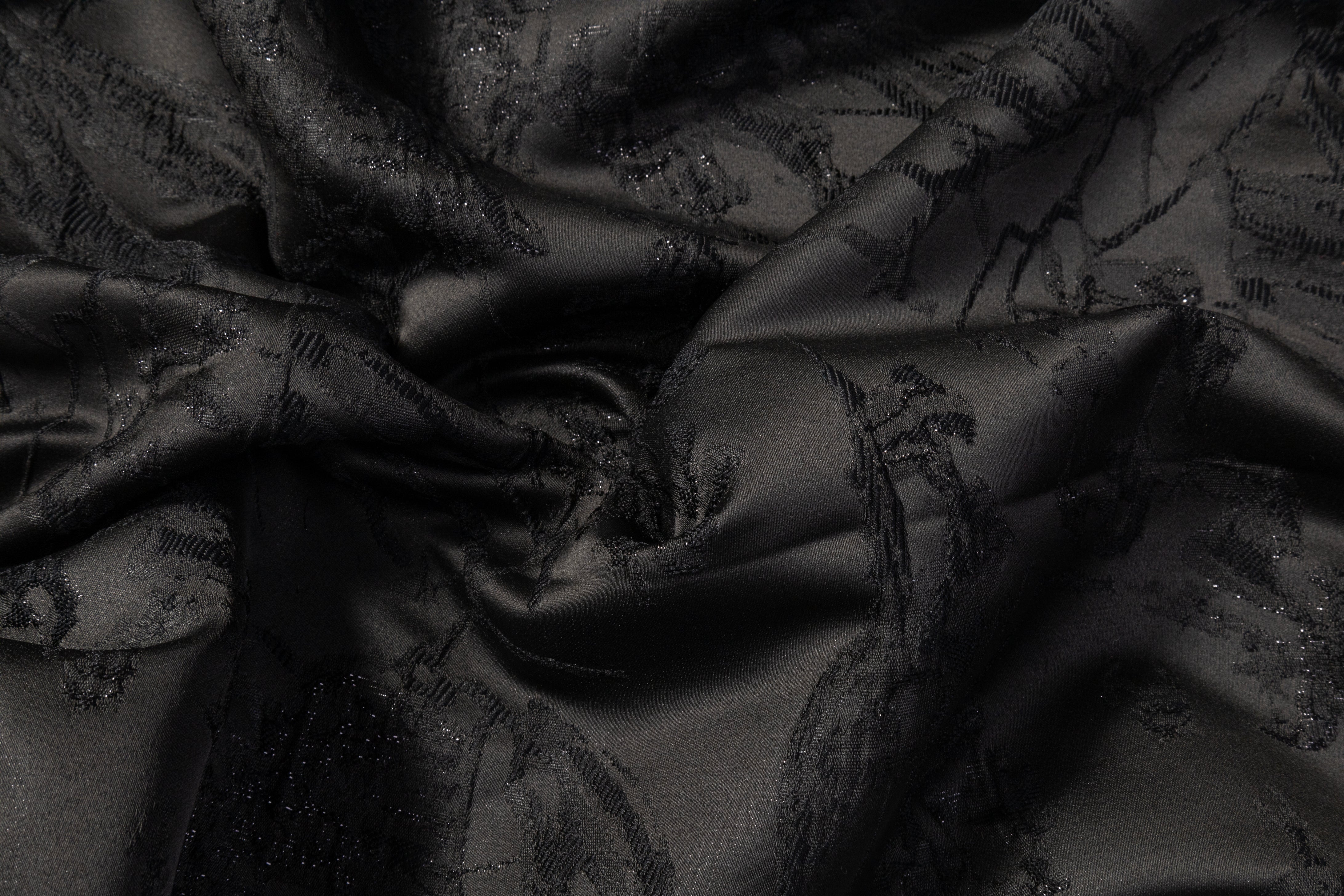 Abstract Metallic Cloqué Brocade - Black