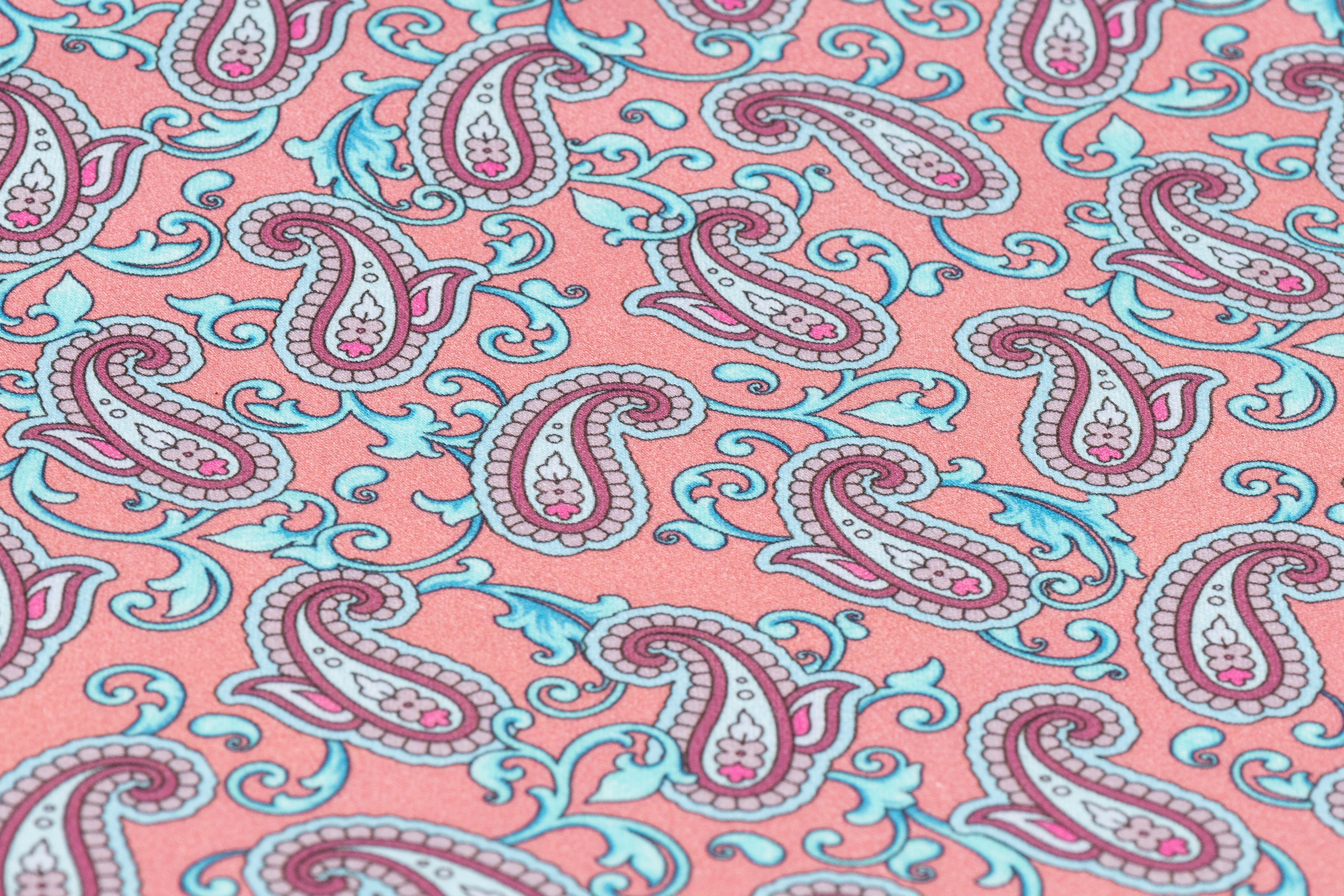 Paisley Italian Cotton Twill - Blue / Pink