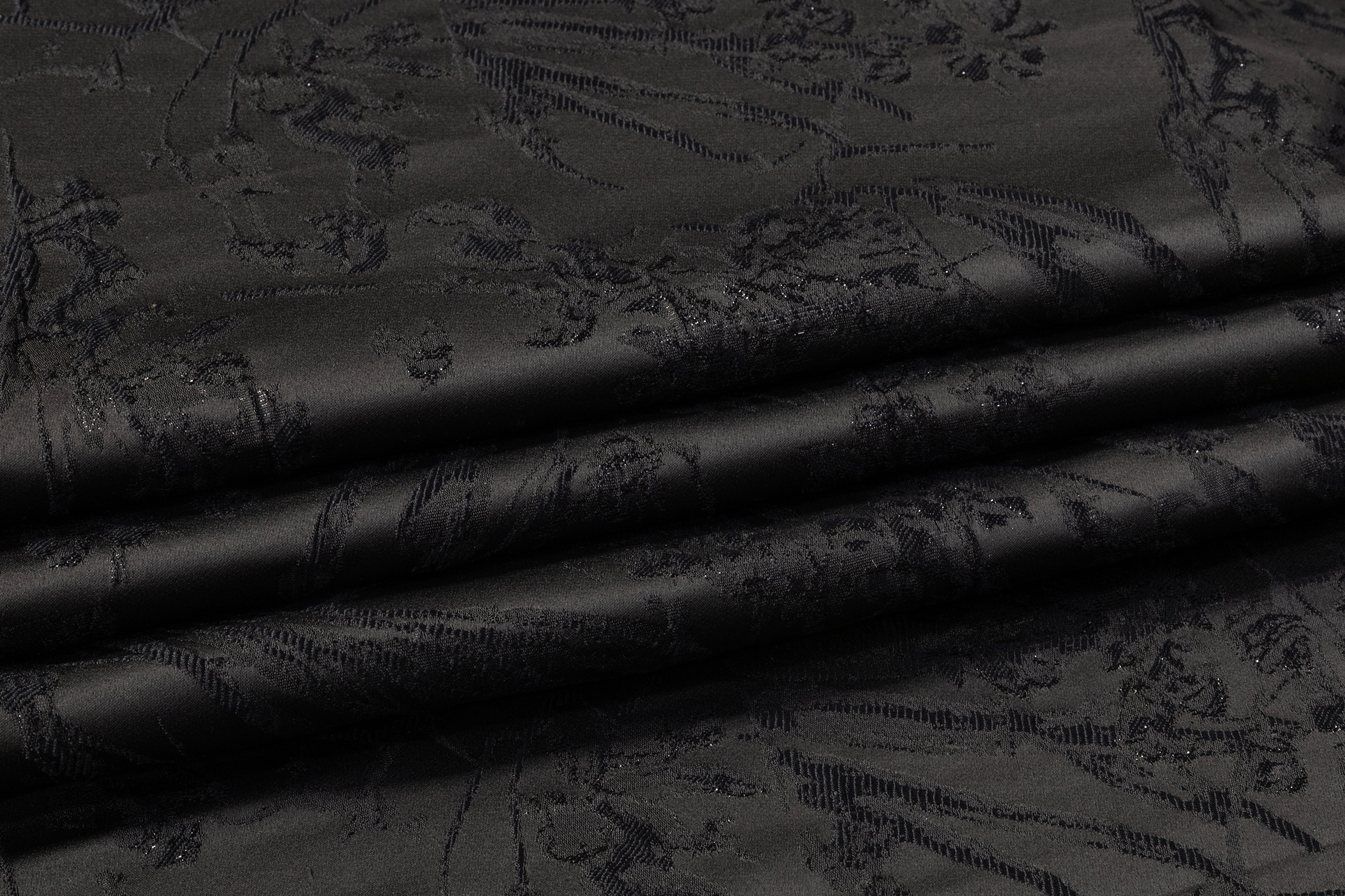 Abstract Metallic Cloqué Brocade - Black