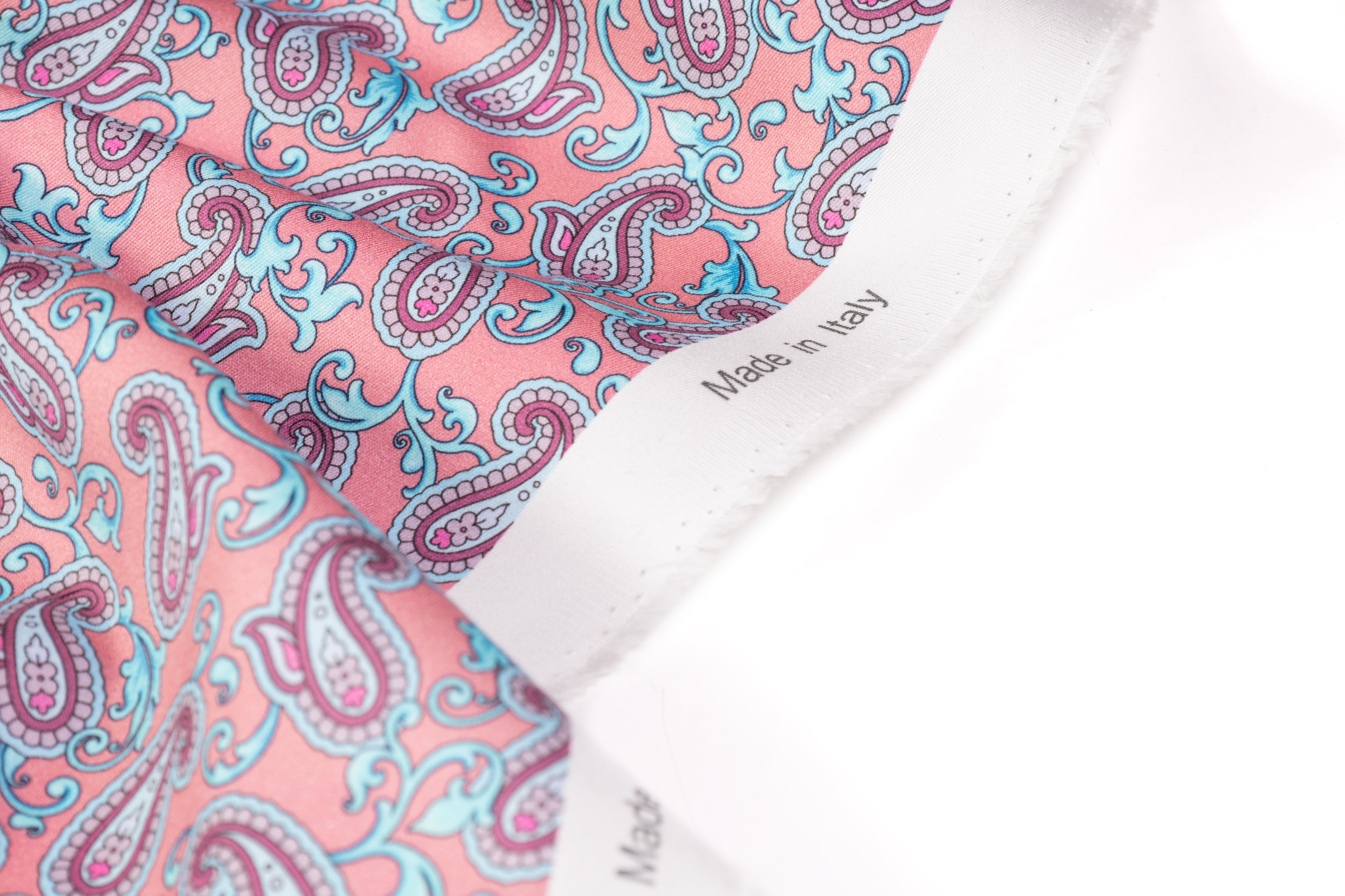 Paisley Italian Cotton Twill - Blue / Pink
