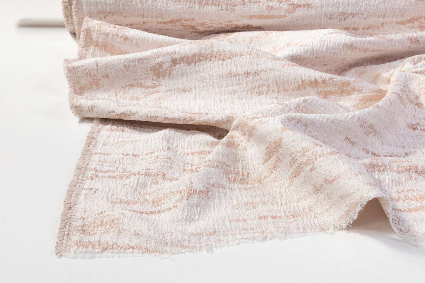 Abstract Crushed Metallic Brocade - Rose Gold / Off White
