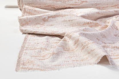 Abstract Crushed Metallic Brocade - Rose Gold / Off White