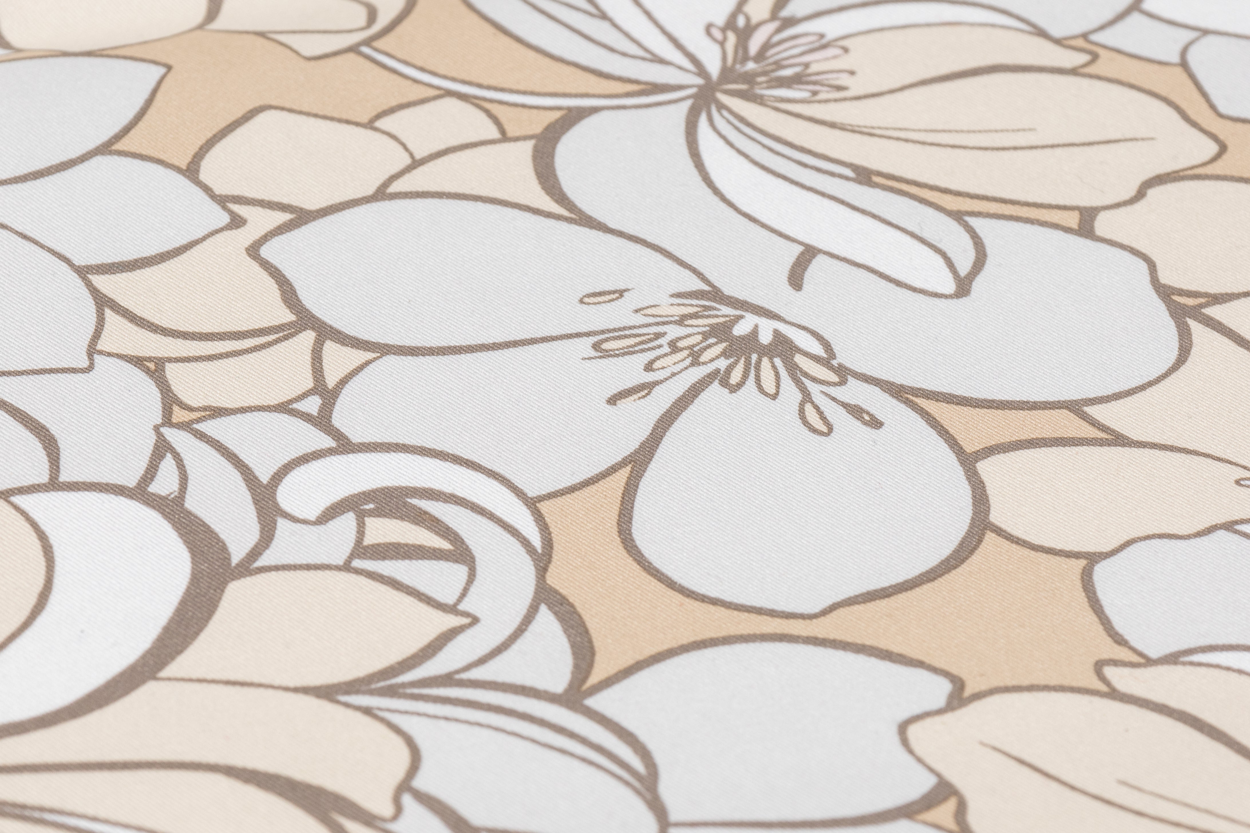 Floral Italian Cotton Twill - Beige / Gray