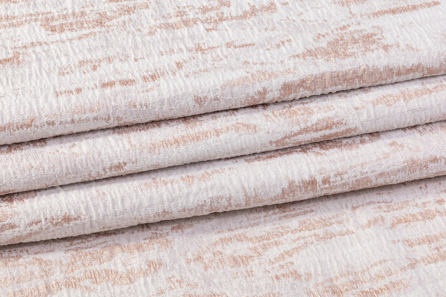Abstract Crushed Metallic Brocade - Rose Gold / Off White
