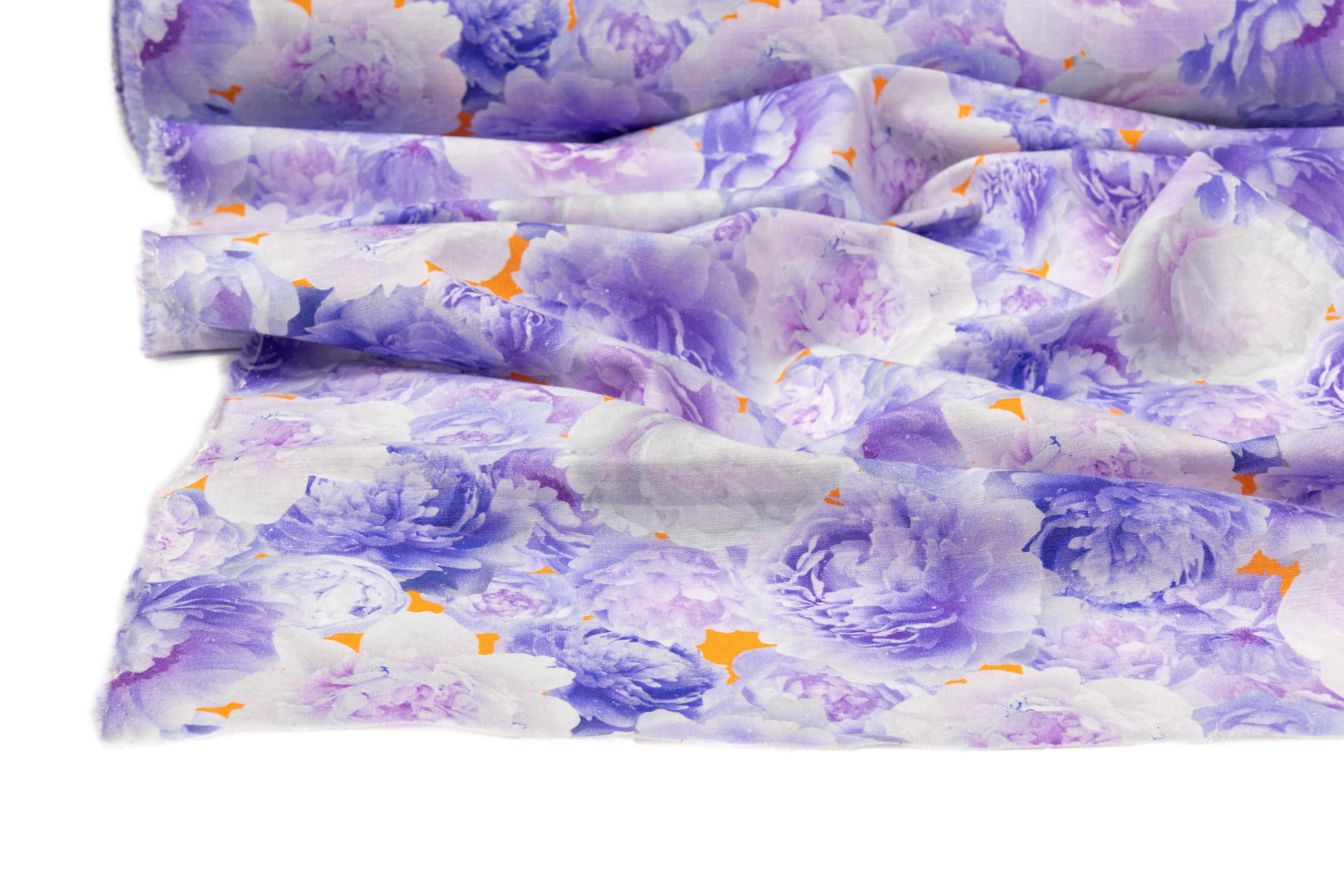 Floral Printed Italian Linen - Purple / Orange