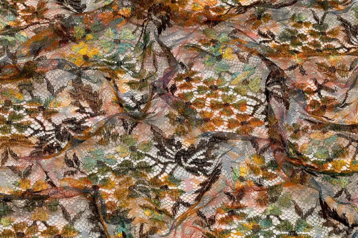 Solstiss - Metallic Printed French Lace - Green / Bronze / Gold