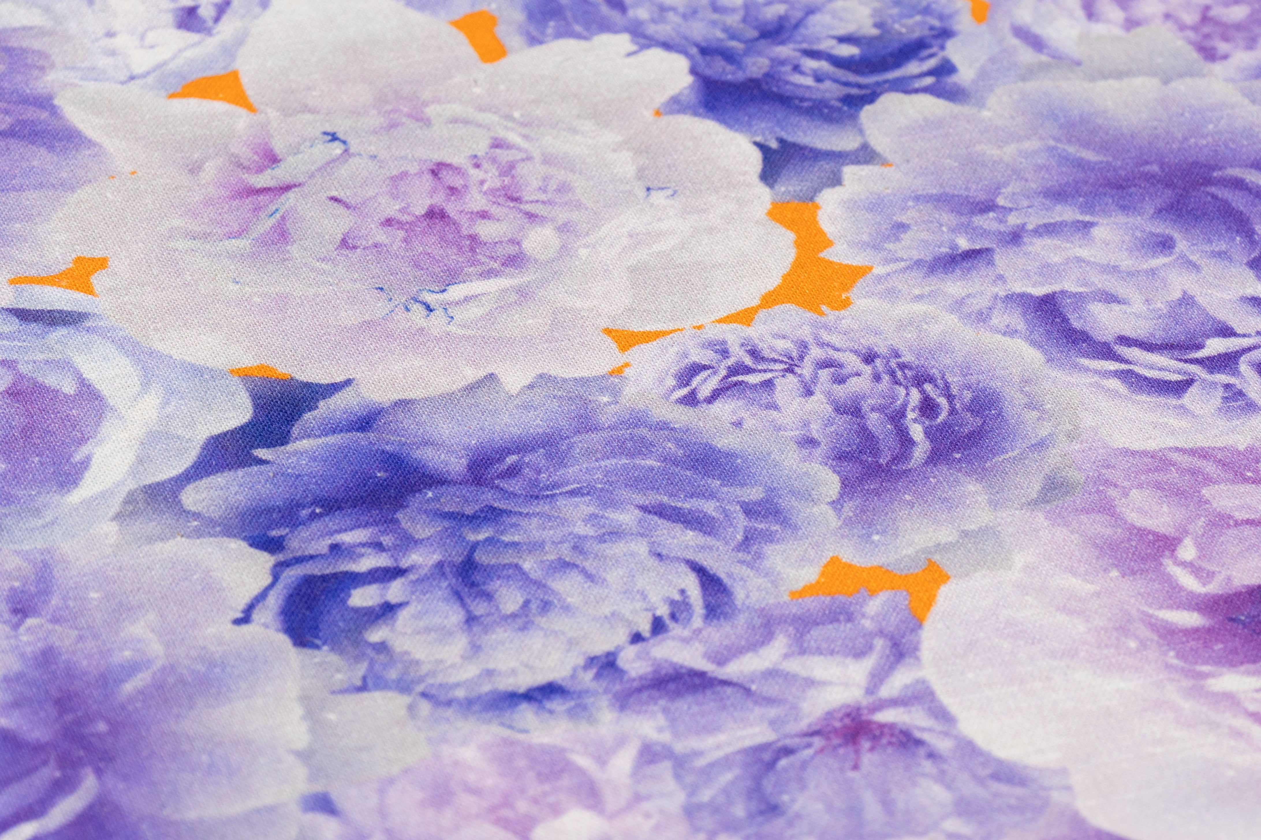 Floral Printed Italian Linen - Purple / Orange