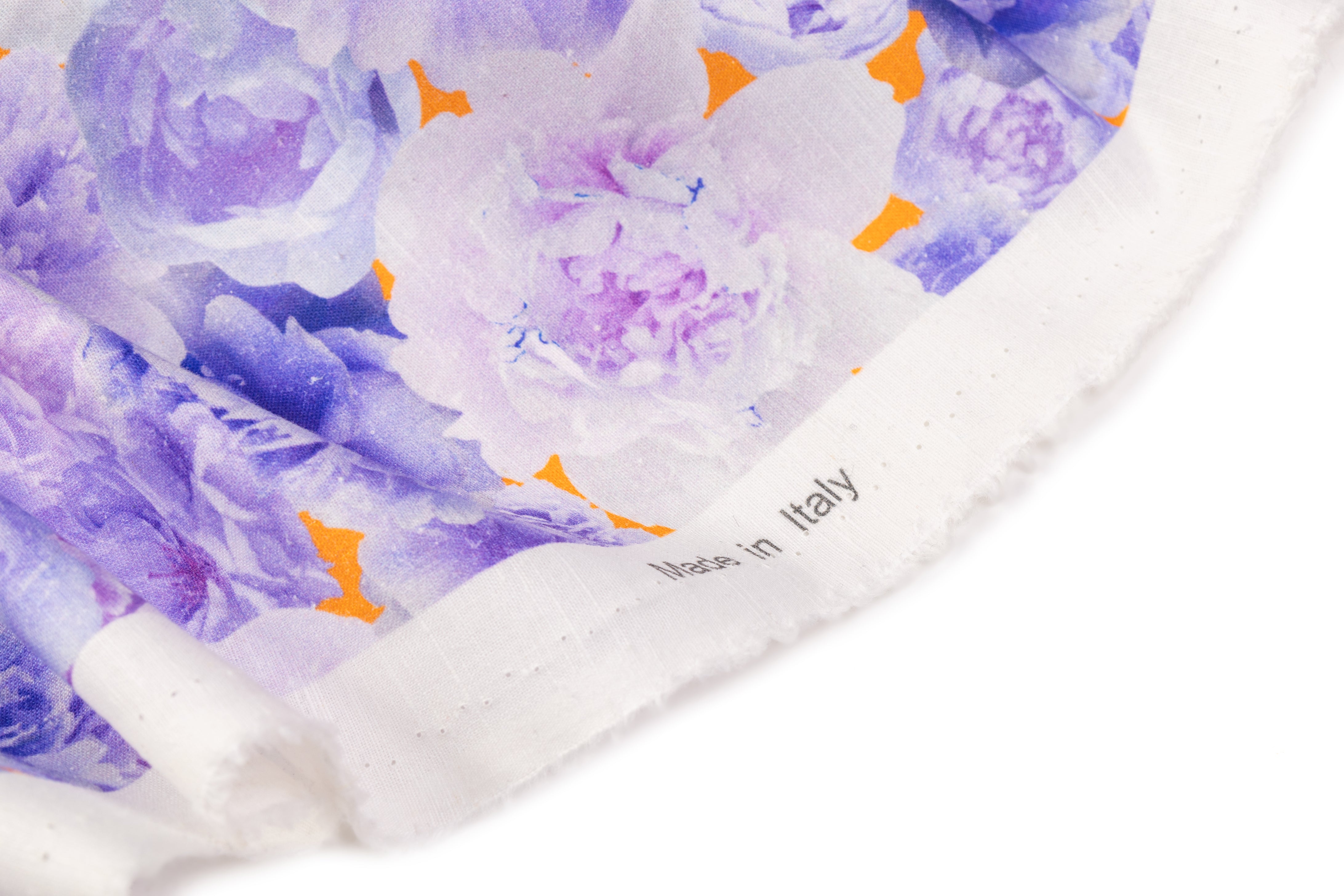 Floral Printed Italian Linen - Purple / Orange
