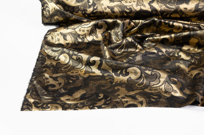 Laminated Italian Silk Charmeuse - Champagne Gold / Black