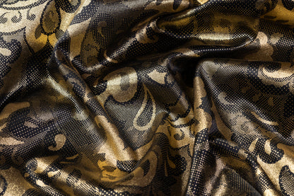Laminated Italian Silk Charmeuse - Champagne Gold / Black