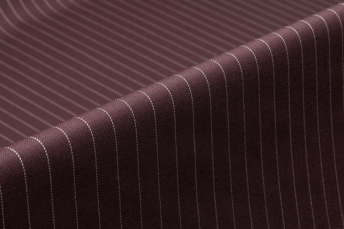 Pin Striped Italian Stretch Wool Suiting - Crater Brown