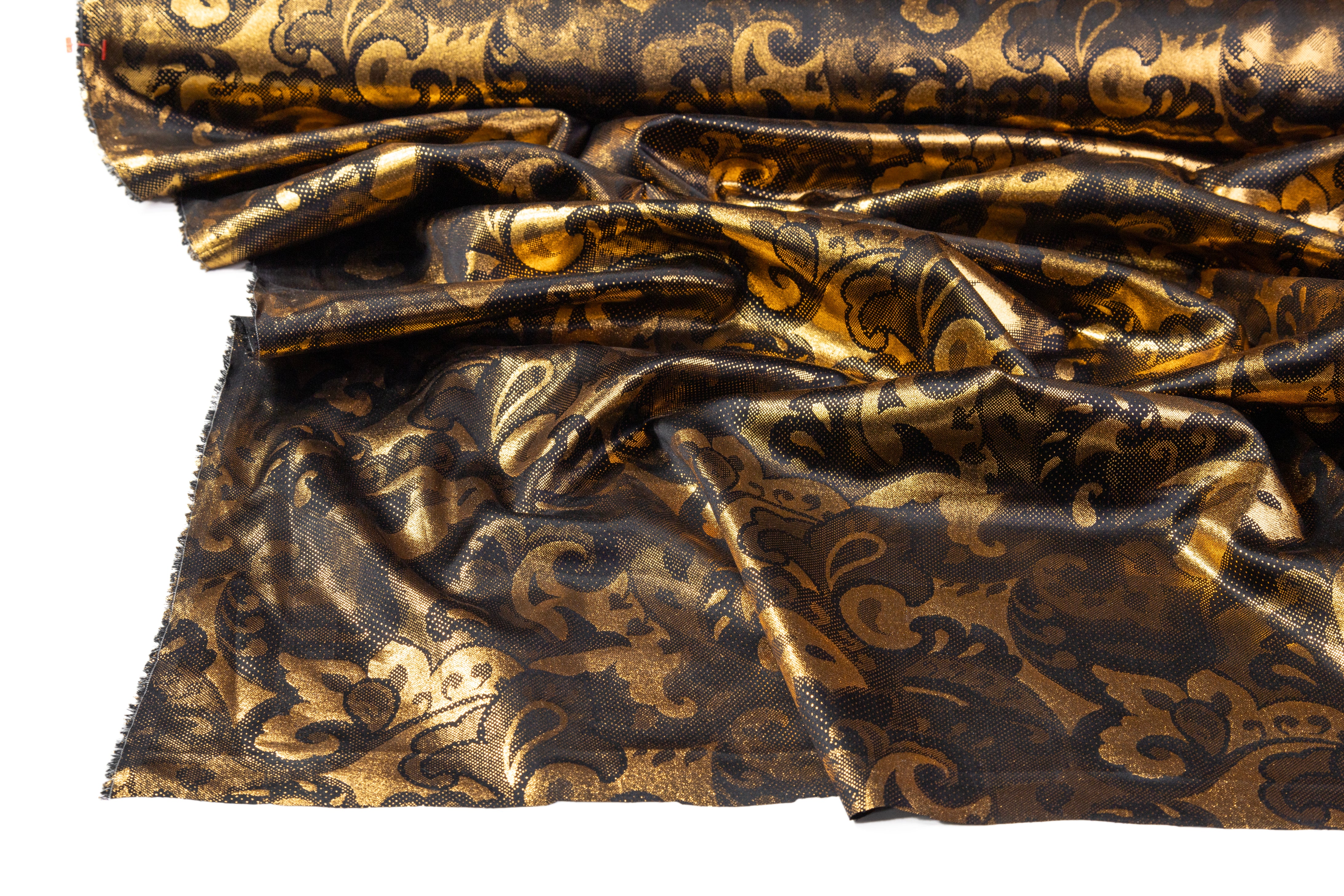 Laminated Italian Silk Charmeuse - Gold / Black