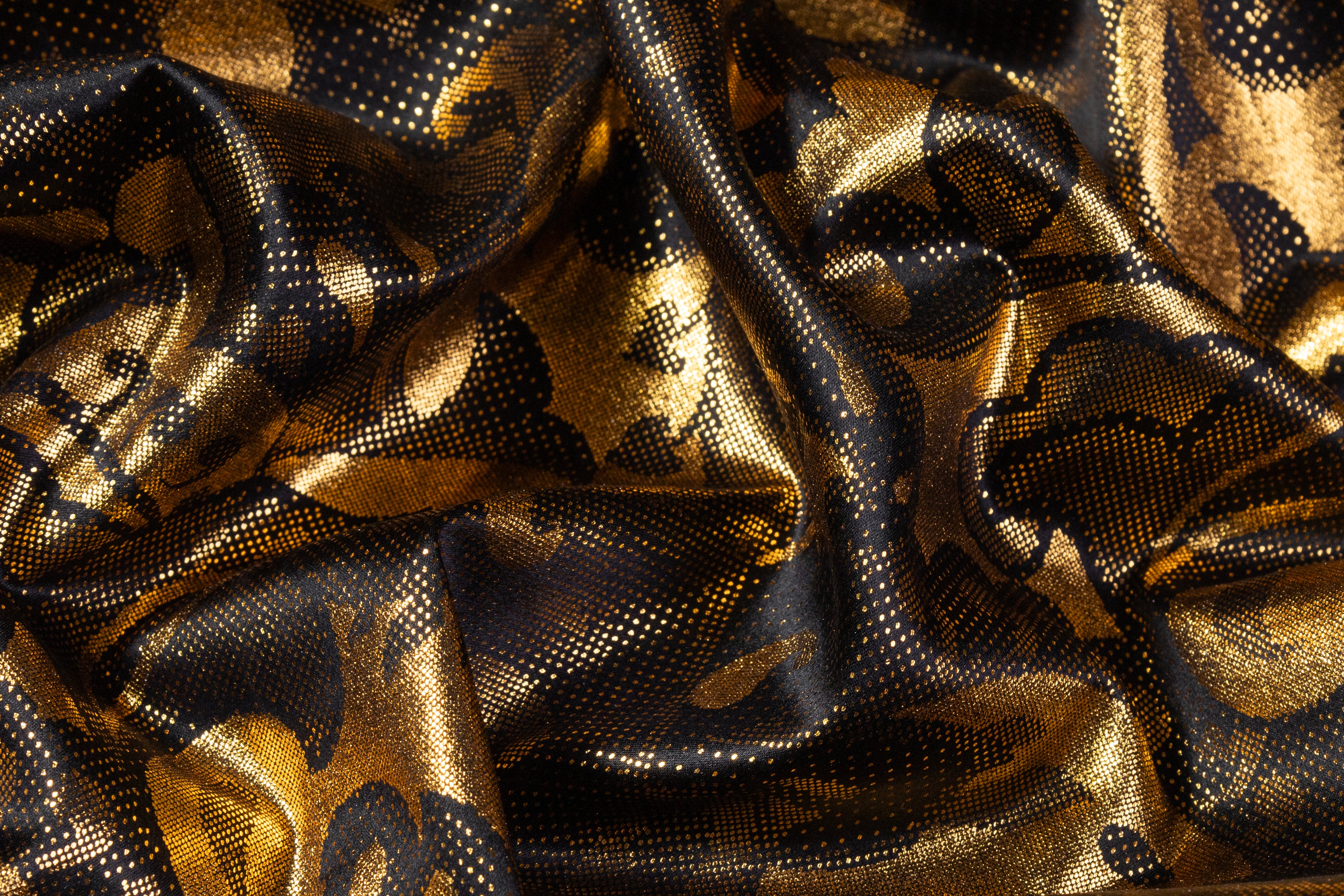 Laminated Italian Silk Charmeuse - Gold / Black