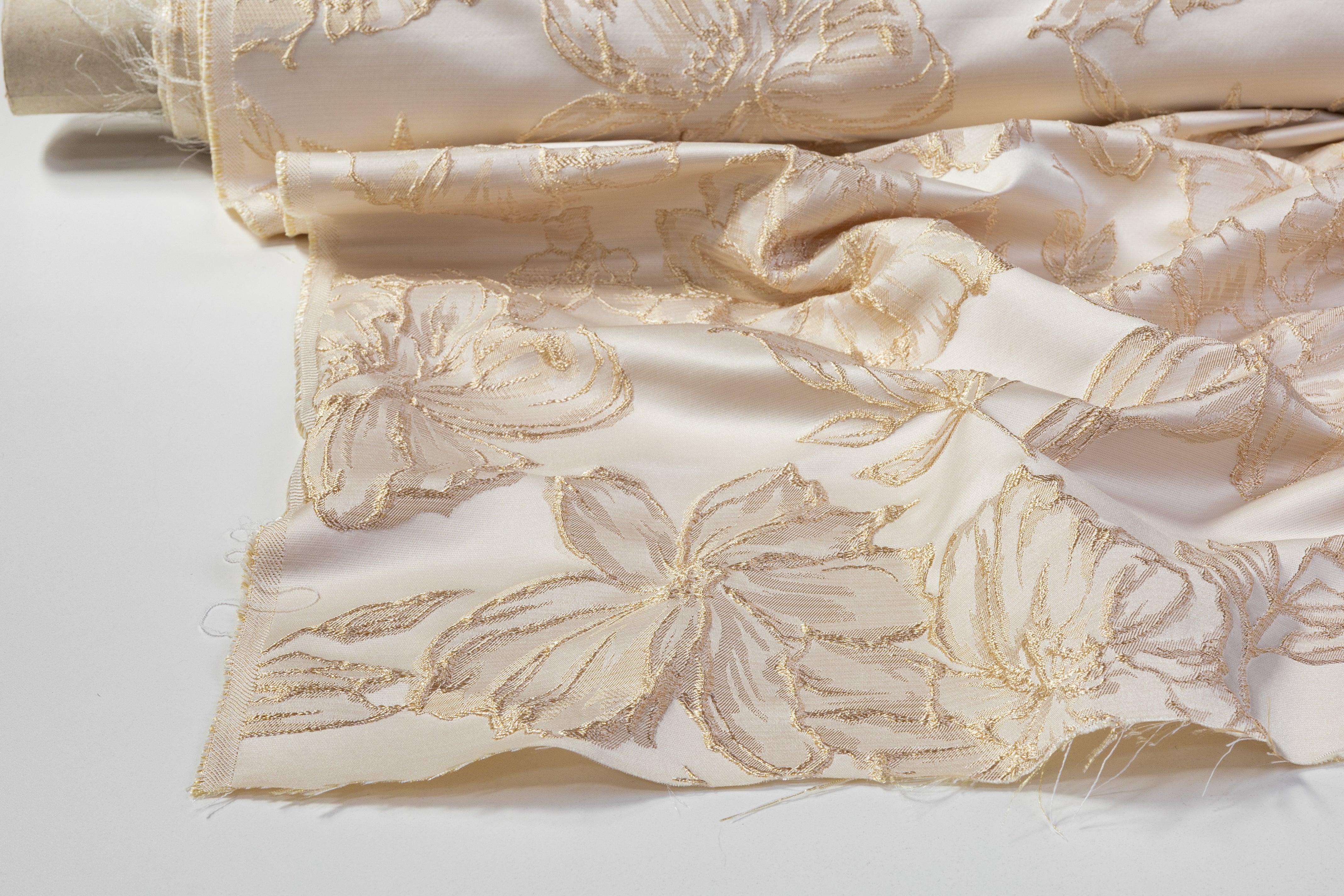 Floral Cloqué Brocade - Champagne Gold