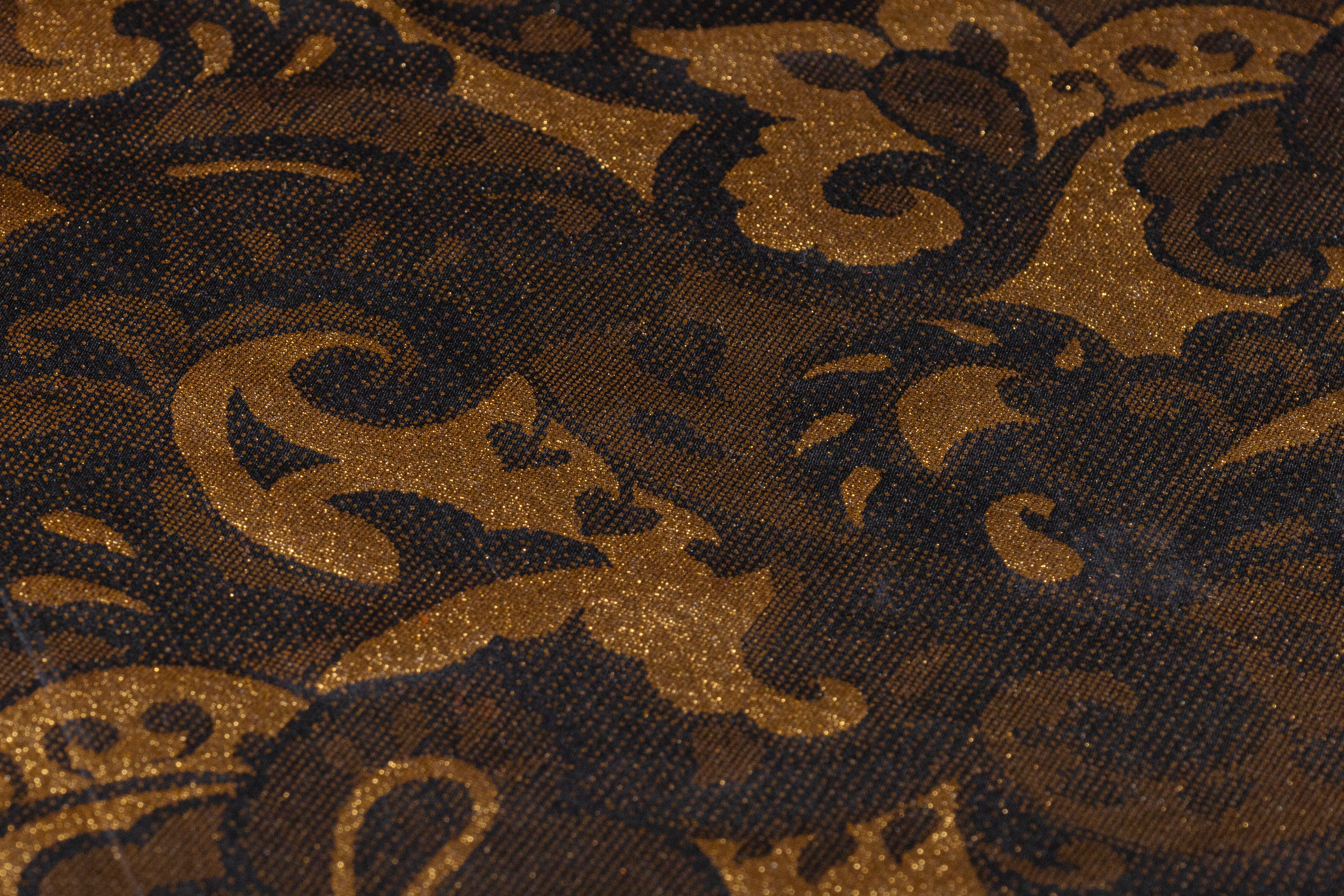 Laminated Italian Silk Charmeuse - Gold / Black