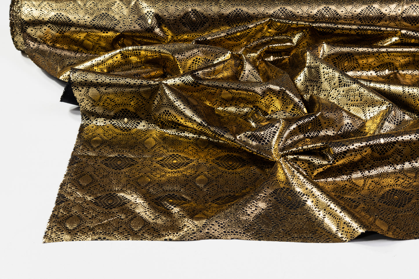 Laminated Italian Silk Charmeuse - Champagne Gold / Black