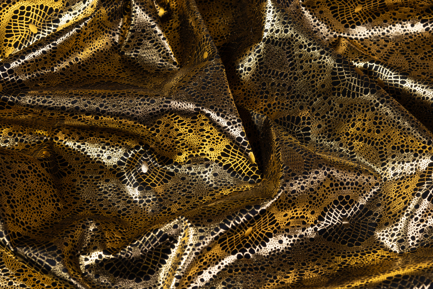 Laminated Italian Silk Charmeuse - Champagne Gold / Black